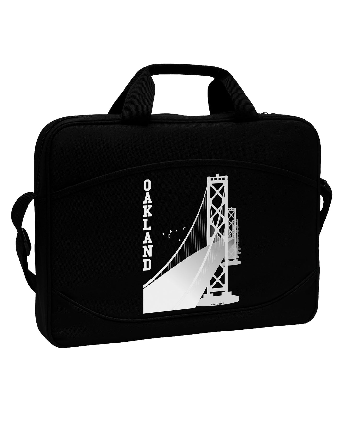 Oakland Text Bay Bridge 15" Dark Laptop / Tablet Case Bag-Laptop / Tablet Case Bag-TooLoud-Black-White-15 Inches-Davson Sales