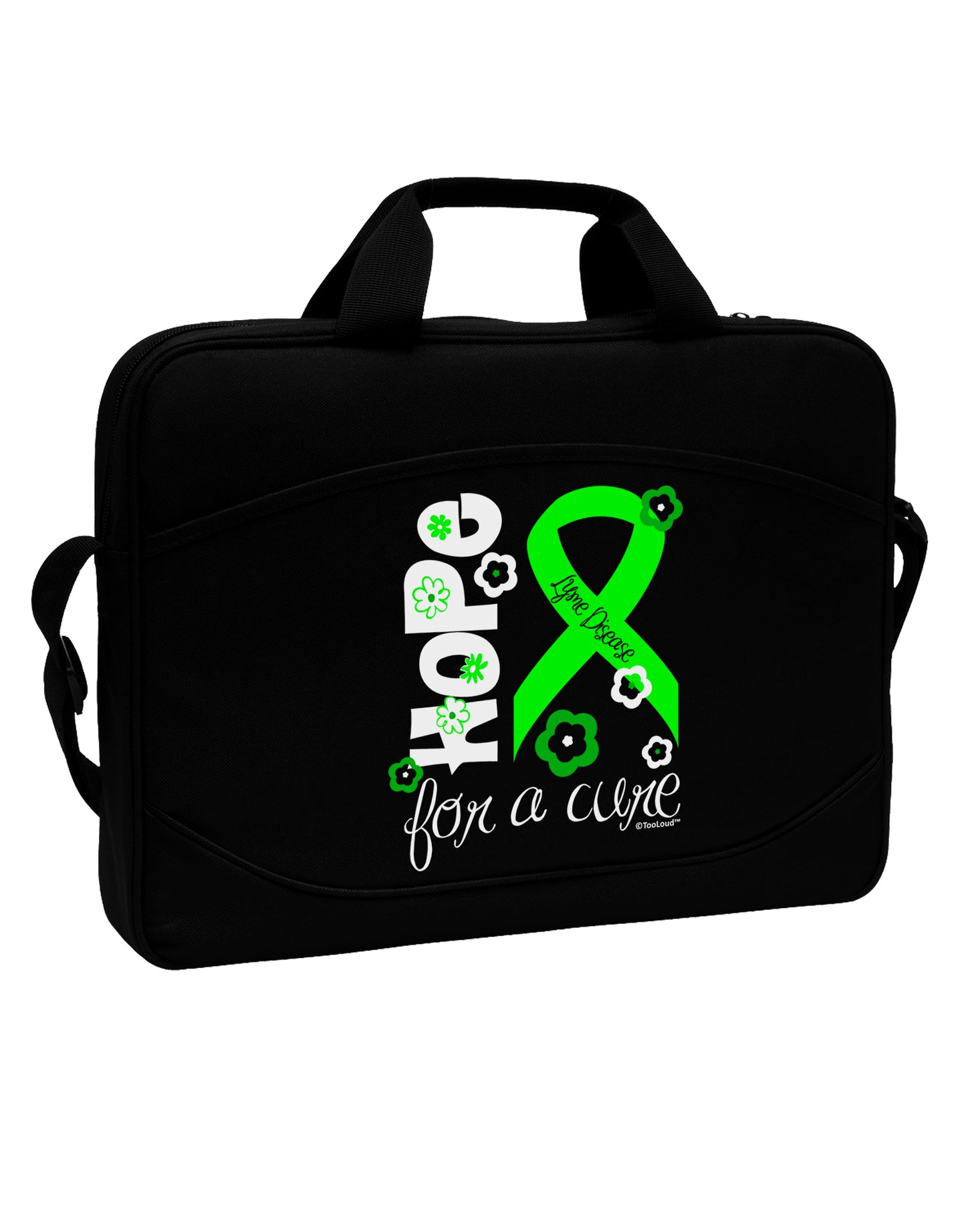 Hope for a Cure - Lime Green Ribbon Lyme Disease - Flowers 15" Dark Laptop / Tablet Case Bag by TooLoud-Laptop / Tablet Case Bag-TooLoud-Black-Davson Sales