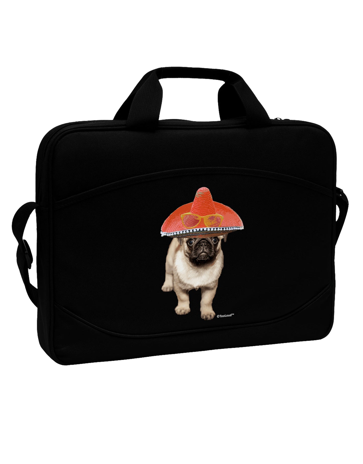 Pug Dog with Pink Sombrero 15" Dark Laptop / Tablet Case Bag by TooLoud-Laptop / Tablet Case Bag-TooLoud-Black-Davson Sales