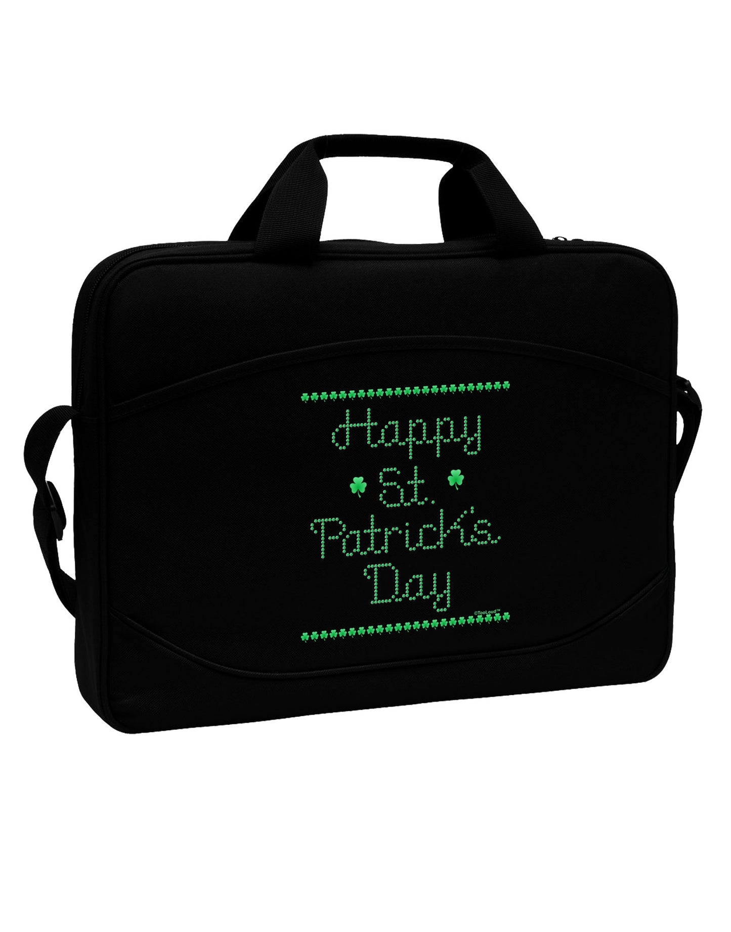 Happy St Patricks Day Clovers 15" Dark Laptop / Tablet Case Bag-Laptop / Tablet Case Bag-TooLoud-Black-White-15 Inches-Davson Sales