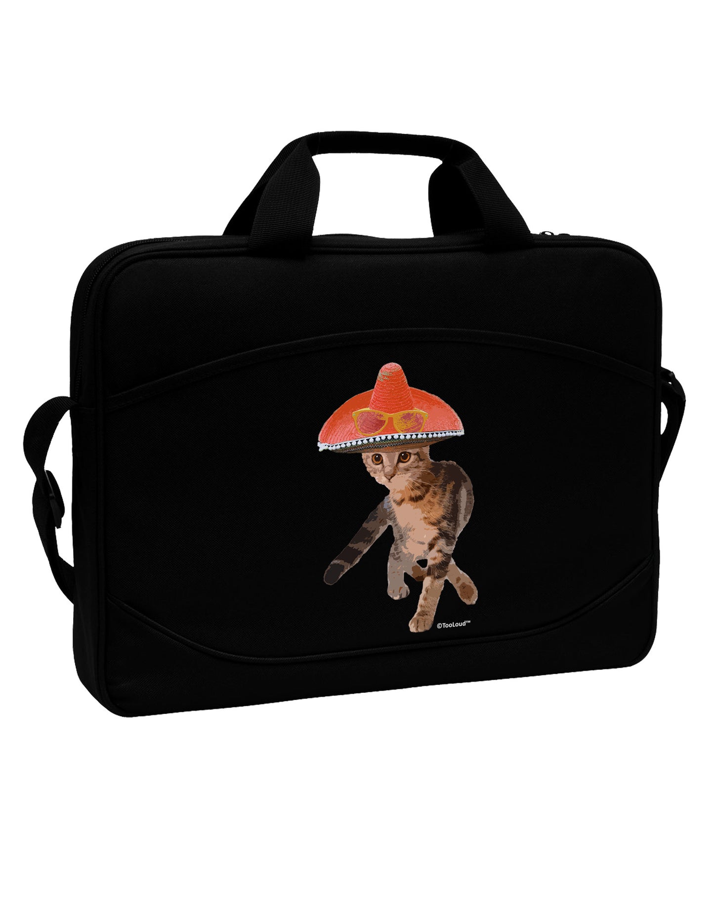 Cat with Pink Sombrero and Sunglasses 15" Dark Laptop / Tablet Case Bag by TooLoud-Laptop / Tablet Case Bag-TooLoud-Black-Davson Sales