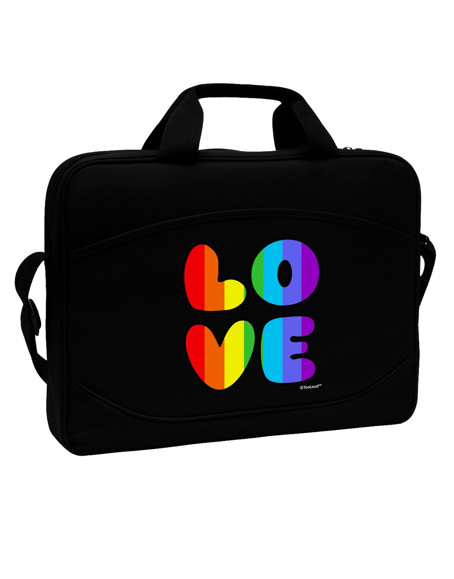 Rainbow LOVE Text 15" Dark Laptop / Tablet Case Bag by TooLoud-Laptop / Tablet Case Bag-TooLoud-Black-Davson Sales