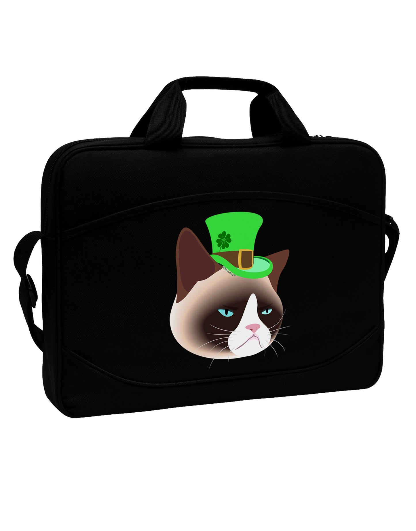 Leprechaun Disgruntled Cat 15" Dark Laptop / Tablet Case Bag-Laptop / Tablet Case Bag-TooLoud-Black-White-15 Inches-Davson Sales