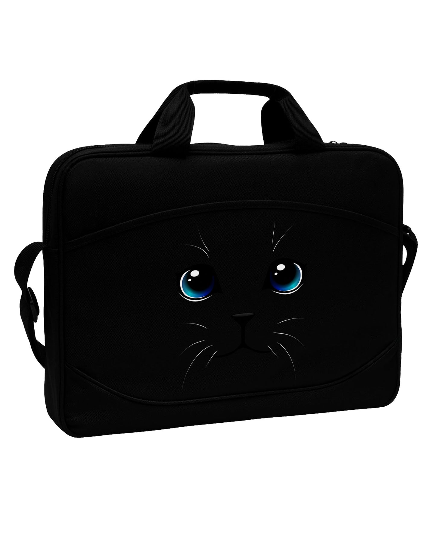 Blue-Eyed Cute Cat Face 15" Dark Laptop / Tablet Case Bag-Laptop / Tablet Case Bag-TooLoud-Black-White-15 Inches-Davson Sales