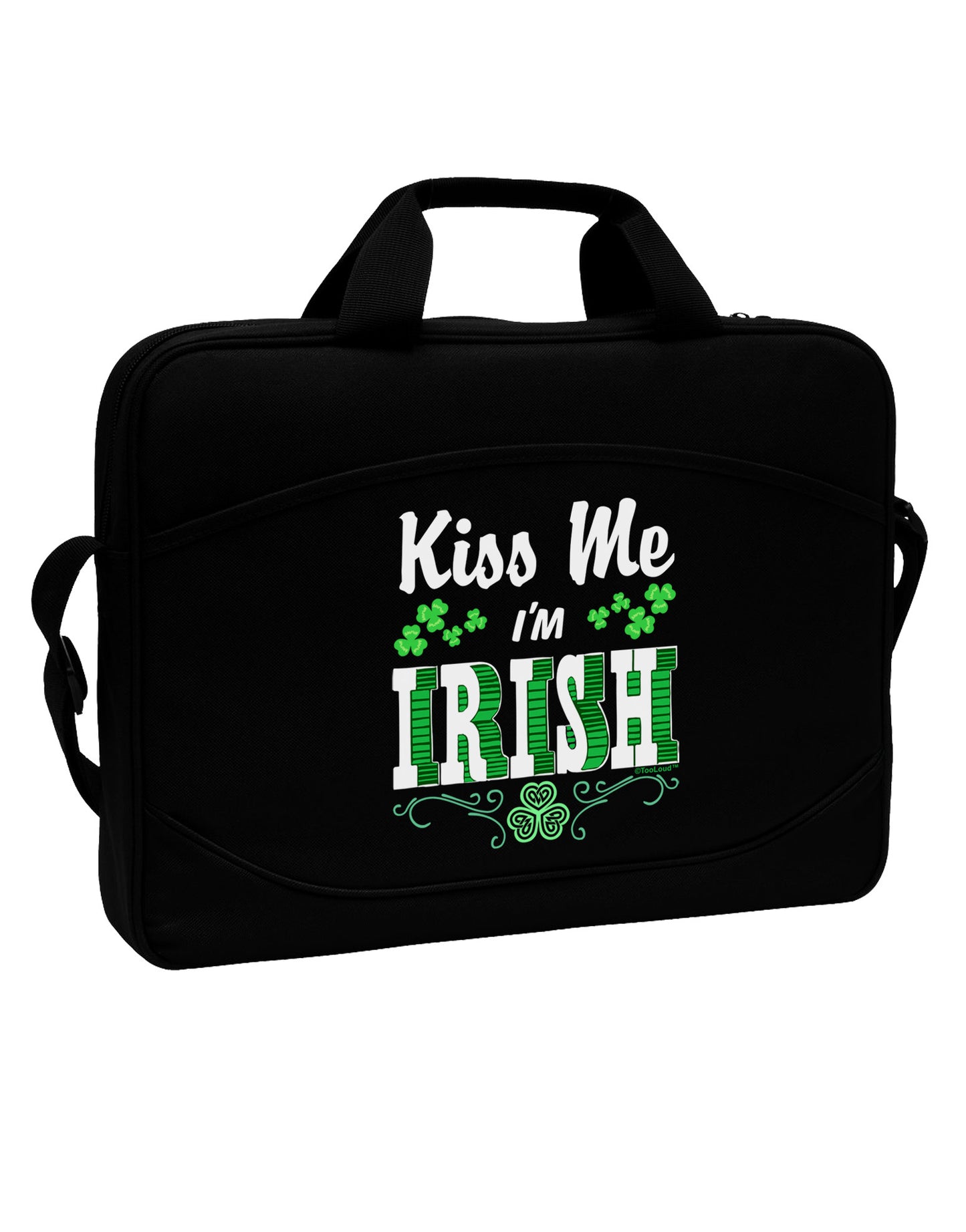Kiss Me I'm Irish St Patricks Day 15" Dark Laptop / Tablet Case Bag-Laptop / Tablet Case Bag-TooLoud-Black-White-15 Inches-Davson Sales