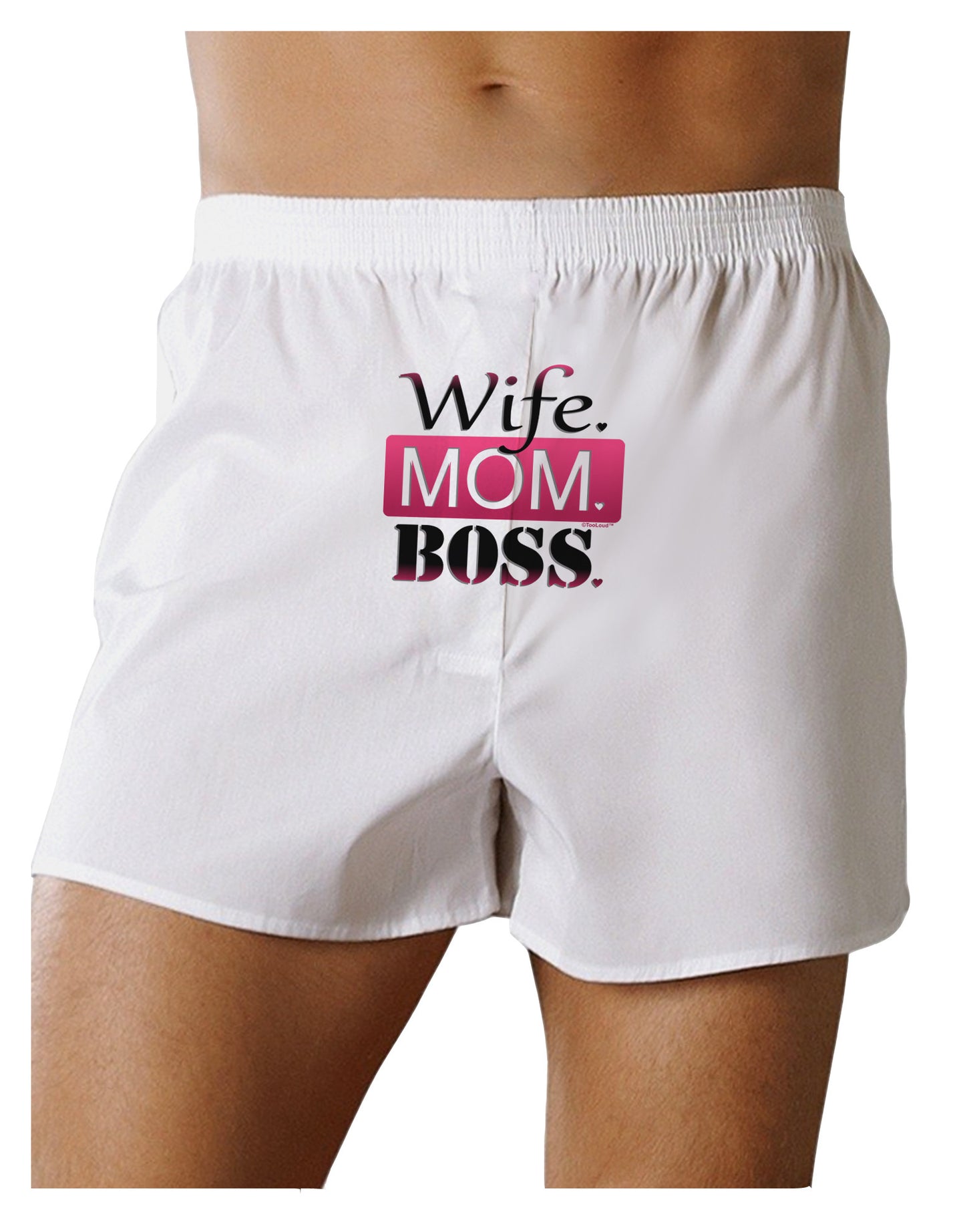 Wife Mom Boss Front Print Boxer Shorts-Boxer Shorts-TooLoud-White-Small-Davson Sales
