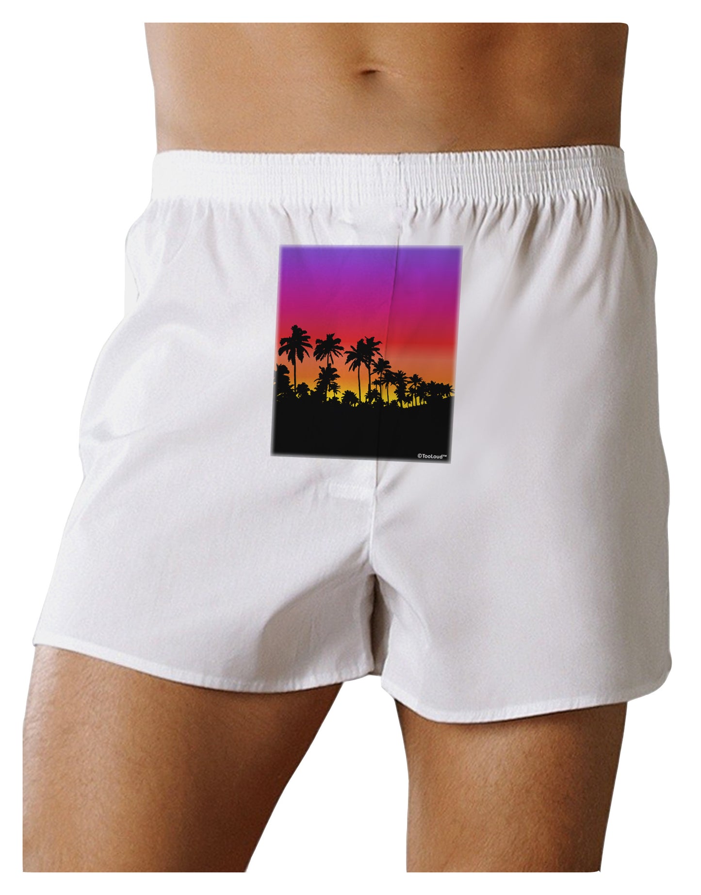 Palm Trees and Sunset Design Front Print Boxer Shorts by TooLoud-Boxer Shorts-TooLoud-White-Small-Davson Sales