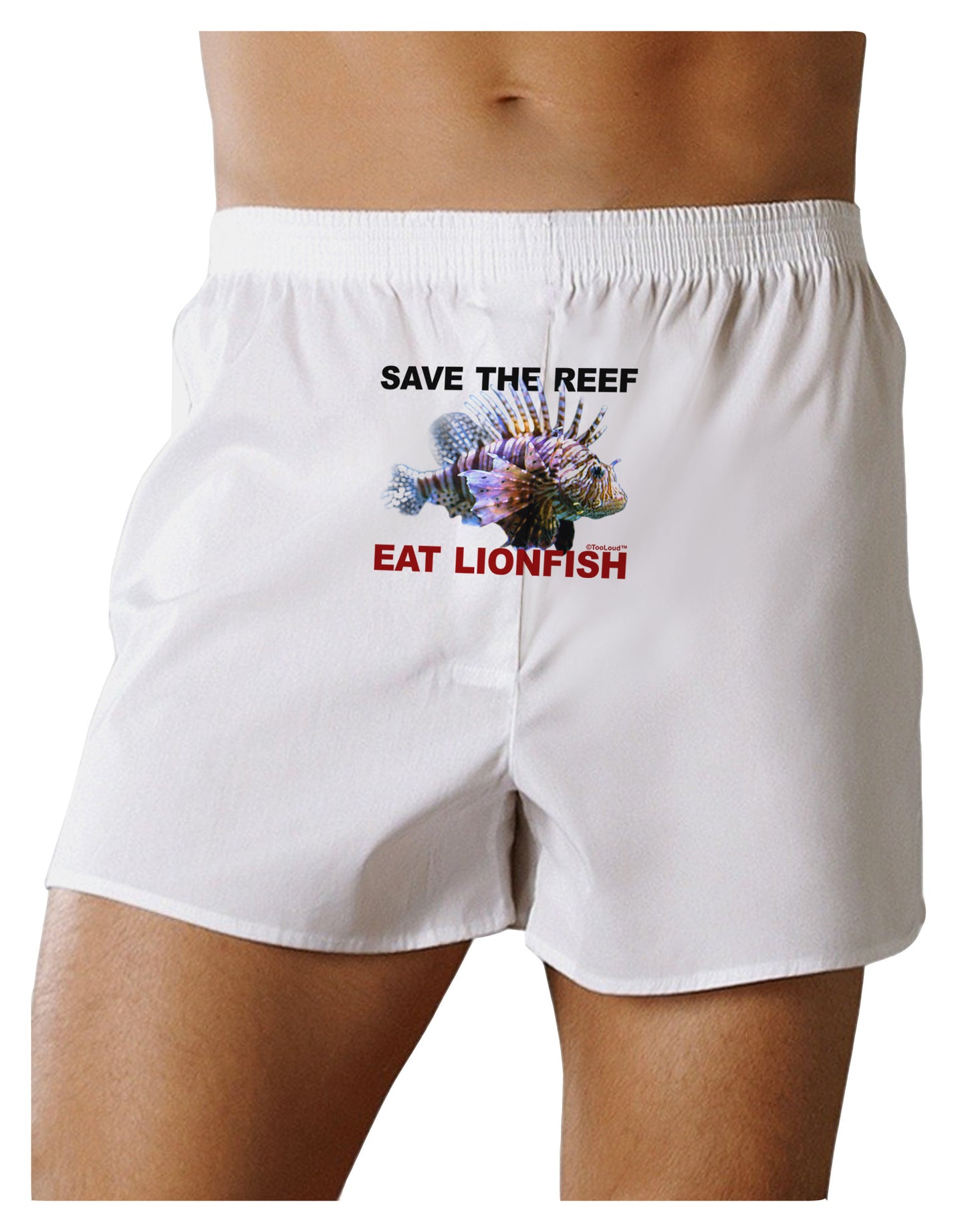 Save the Reef - Eat Lionfish Front Print Boxer Shorts-Boxer Shorts-TooLoud-White-Small-Davson Sales