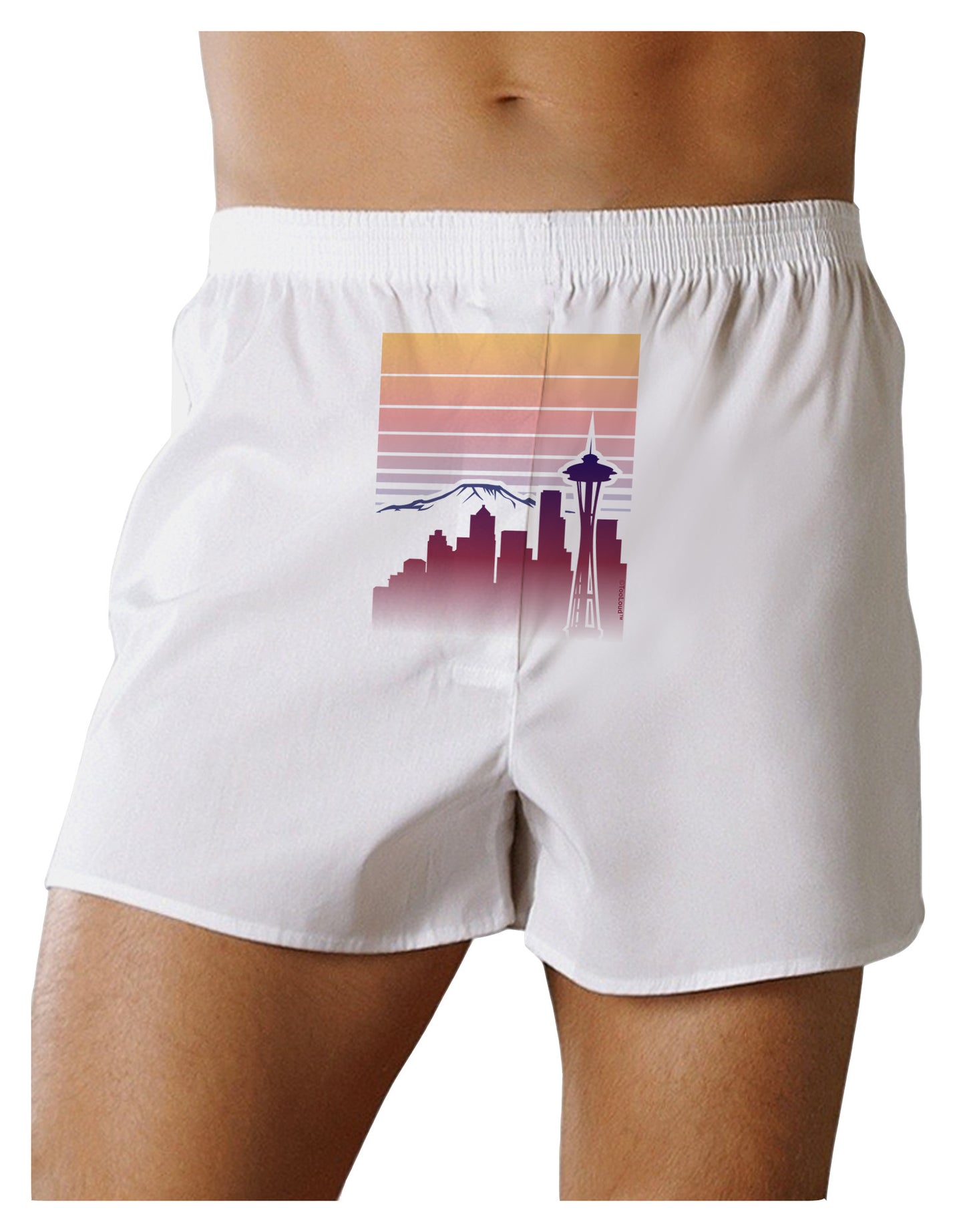 Seattle Skyline Sunrise Front Print Boxer Shorts-Boxer Shorts-TooLoud-White-Small-Davson Sales