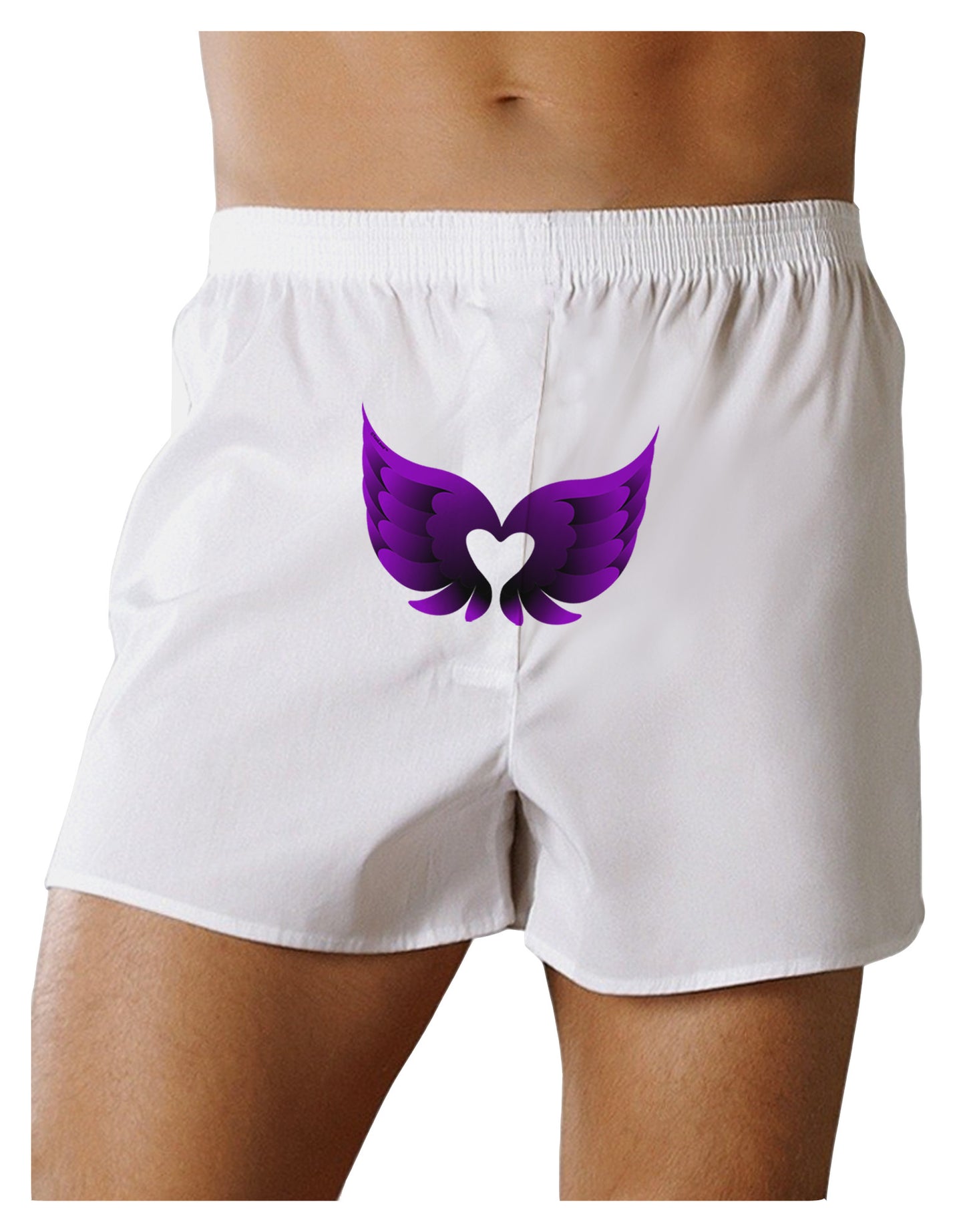 Cute Dark Angel Wings Black and Purple Heart Front Print Boxer Shorts-Boxer Shorts-TooLoud-White-Small-Davson Sales