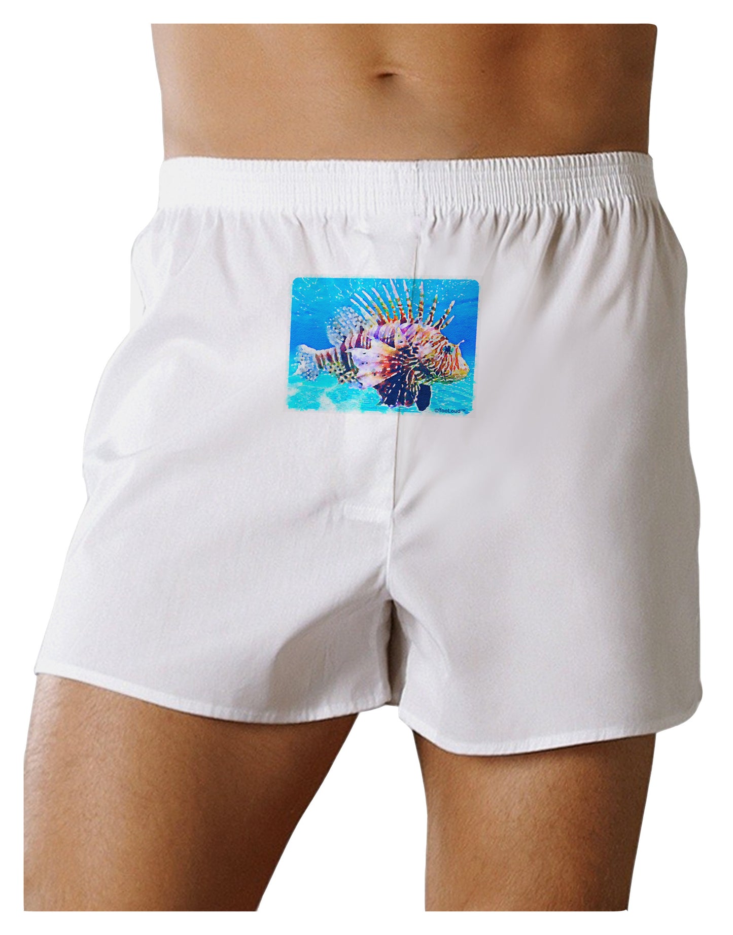 Lionfish in Watercolor Front Print Boxer Shorts by-Boxer Shorts-TooLoud-White-Small-Davson Sales