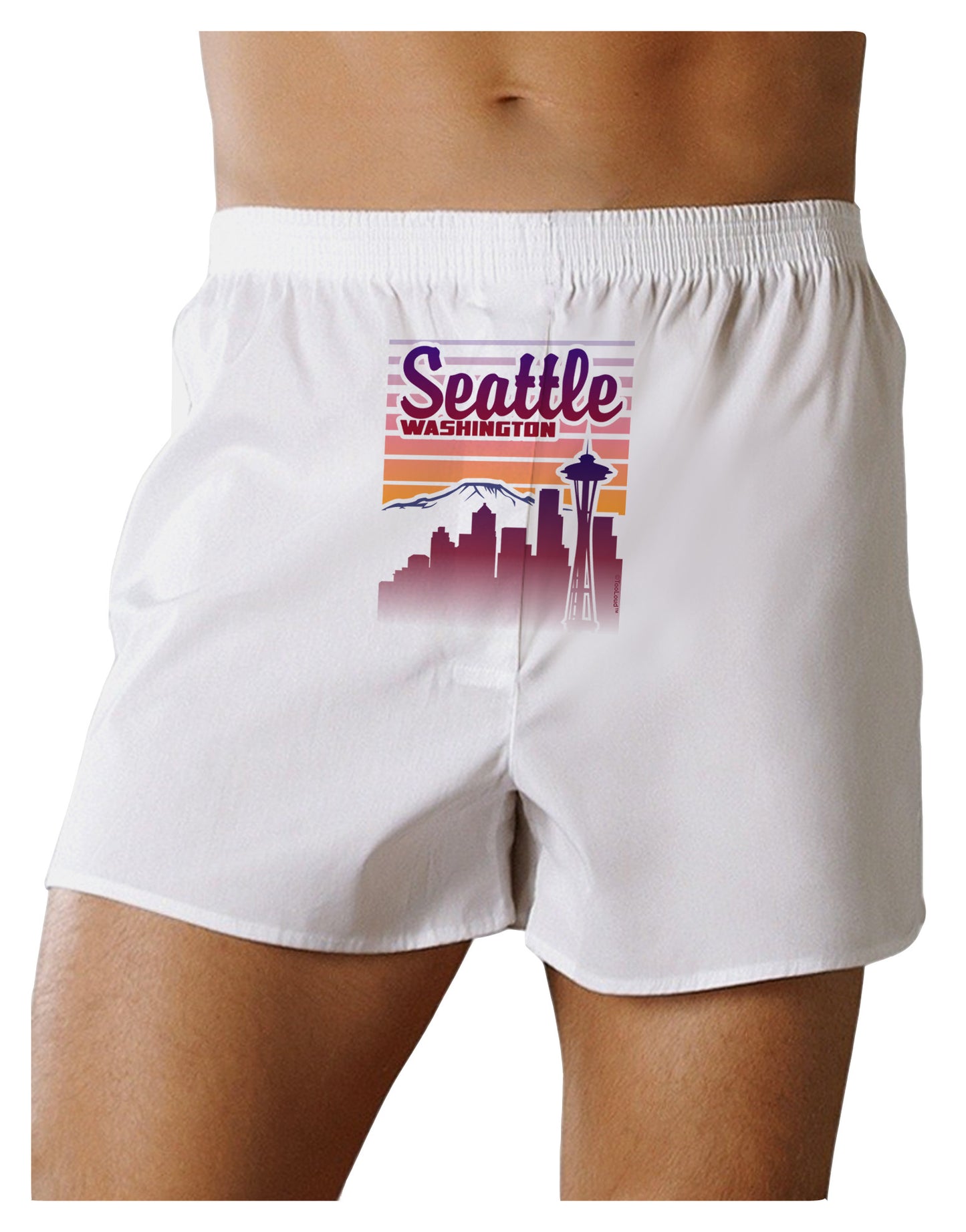 Seattle Washington Sunset Front Print Boxer Shorts-Boxer Shorts-TooLoud-White-Small-Davson Sales