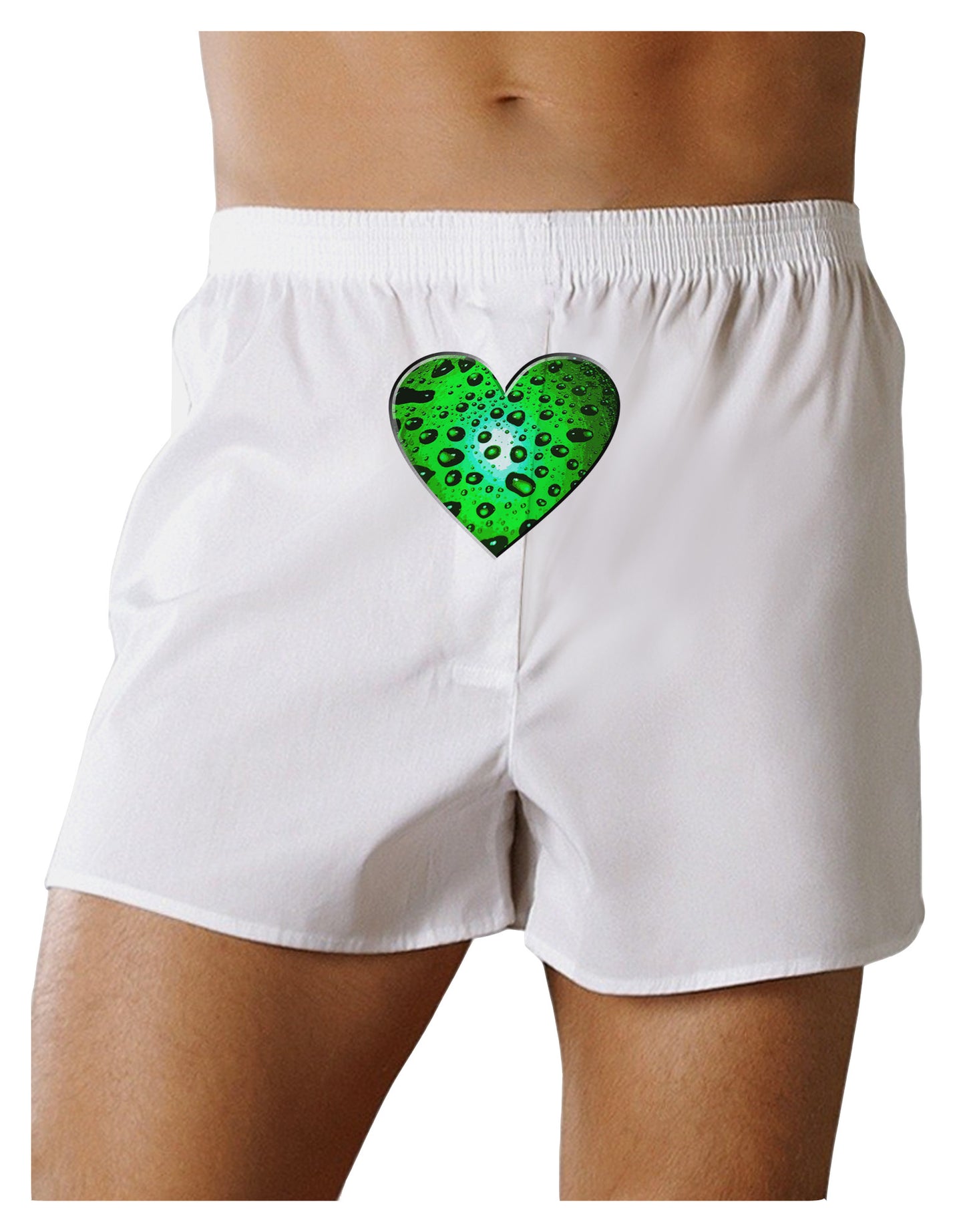 Water Droplet Heart Green Front Print Boxer Shorts by TooLoud-Boxer Shorts-TooLoud-White-Small-Davson Sales