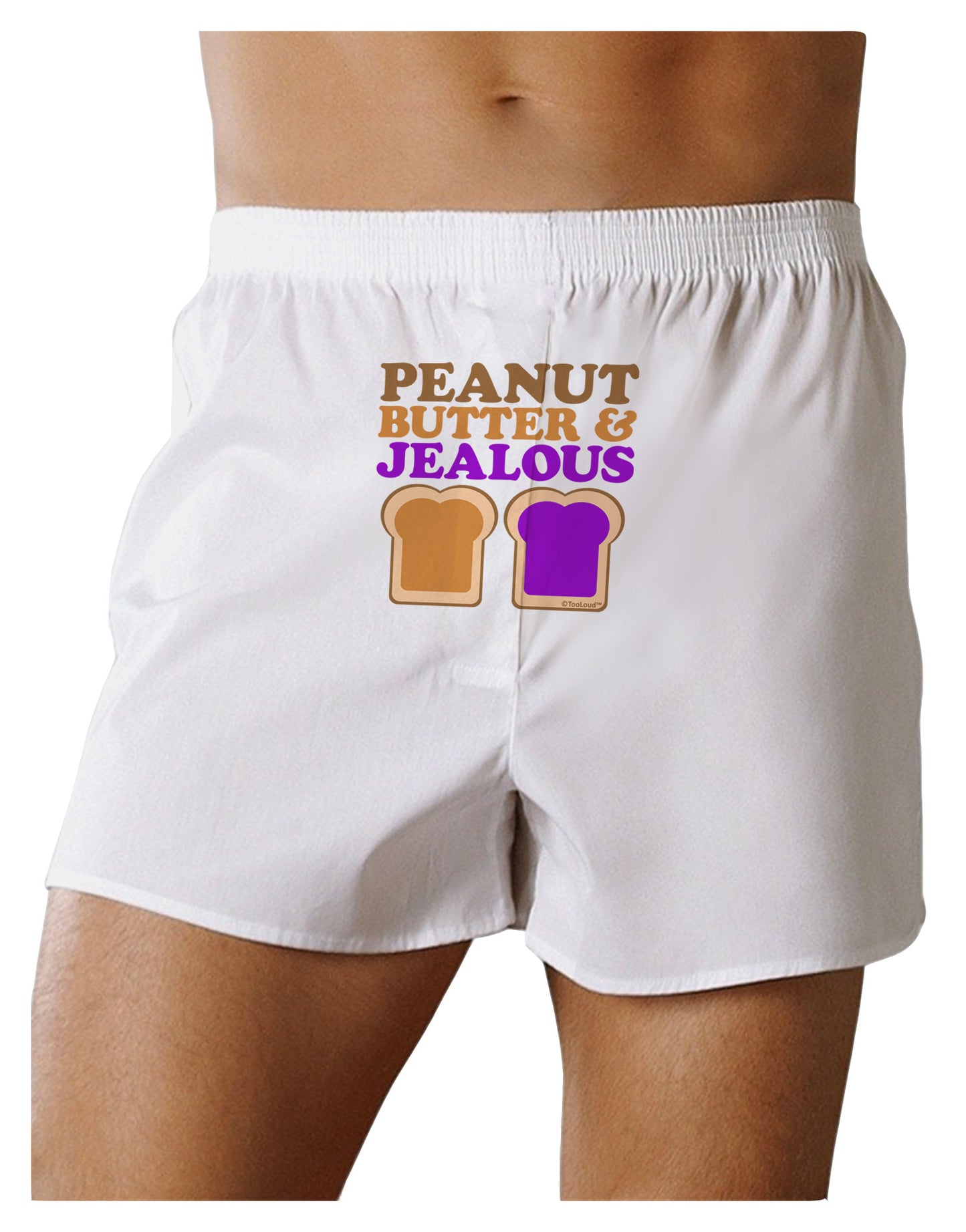 Peanut Butter and Jealous Front Print Boxer Shorts by TooLoud-Boxer Shorts-TooLoud-White-Small-Davson Sales