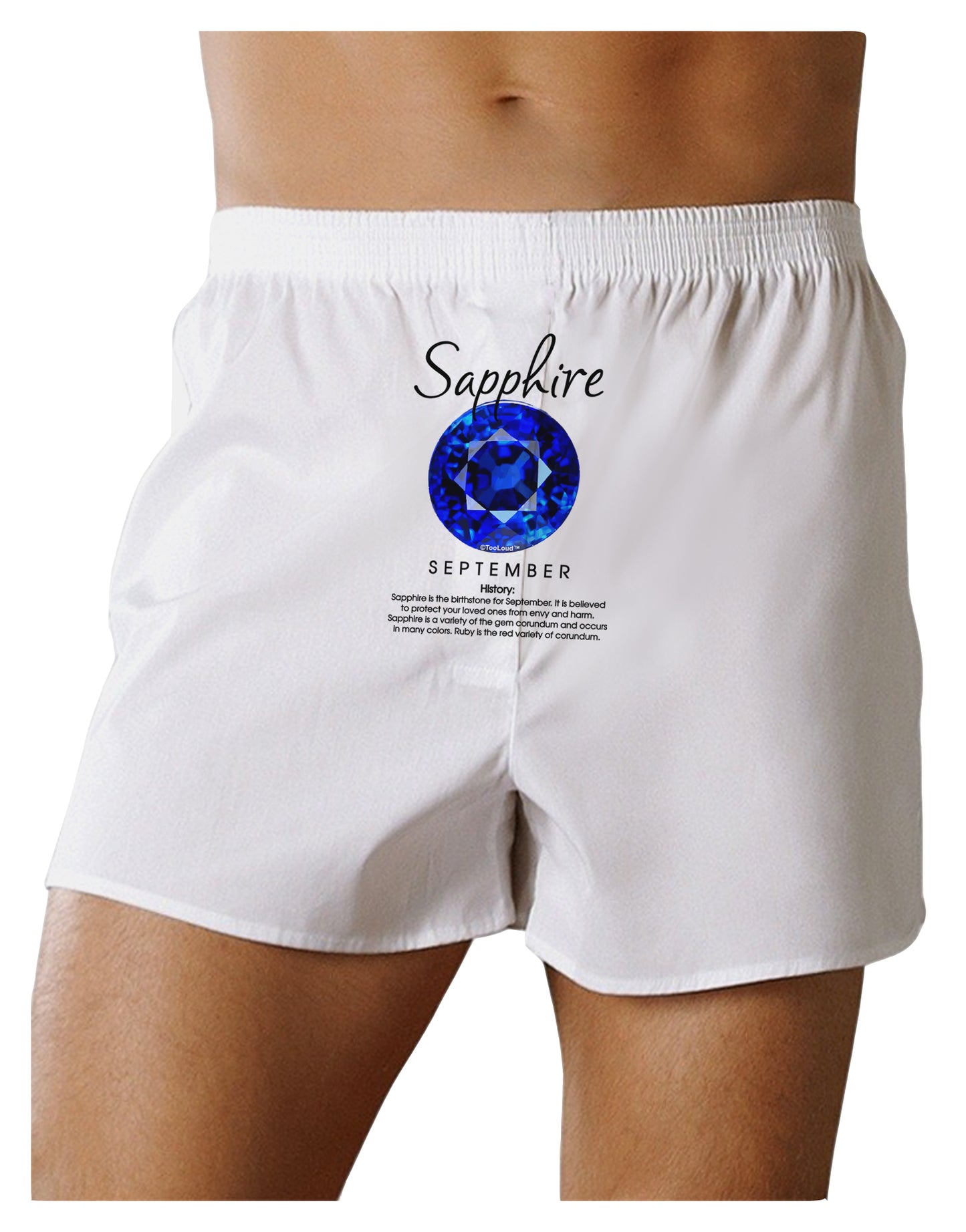 Birthstone Sapphire Front Print Boxer Shorts-Boxer Shorts-TooLoud-White-Small-Davson Sales