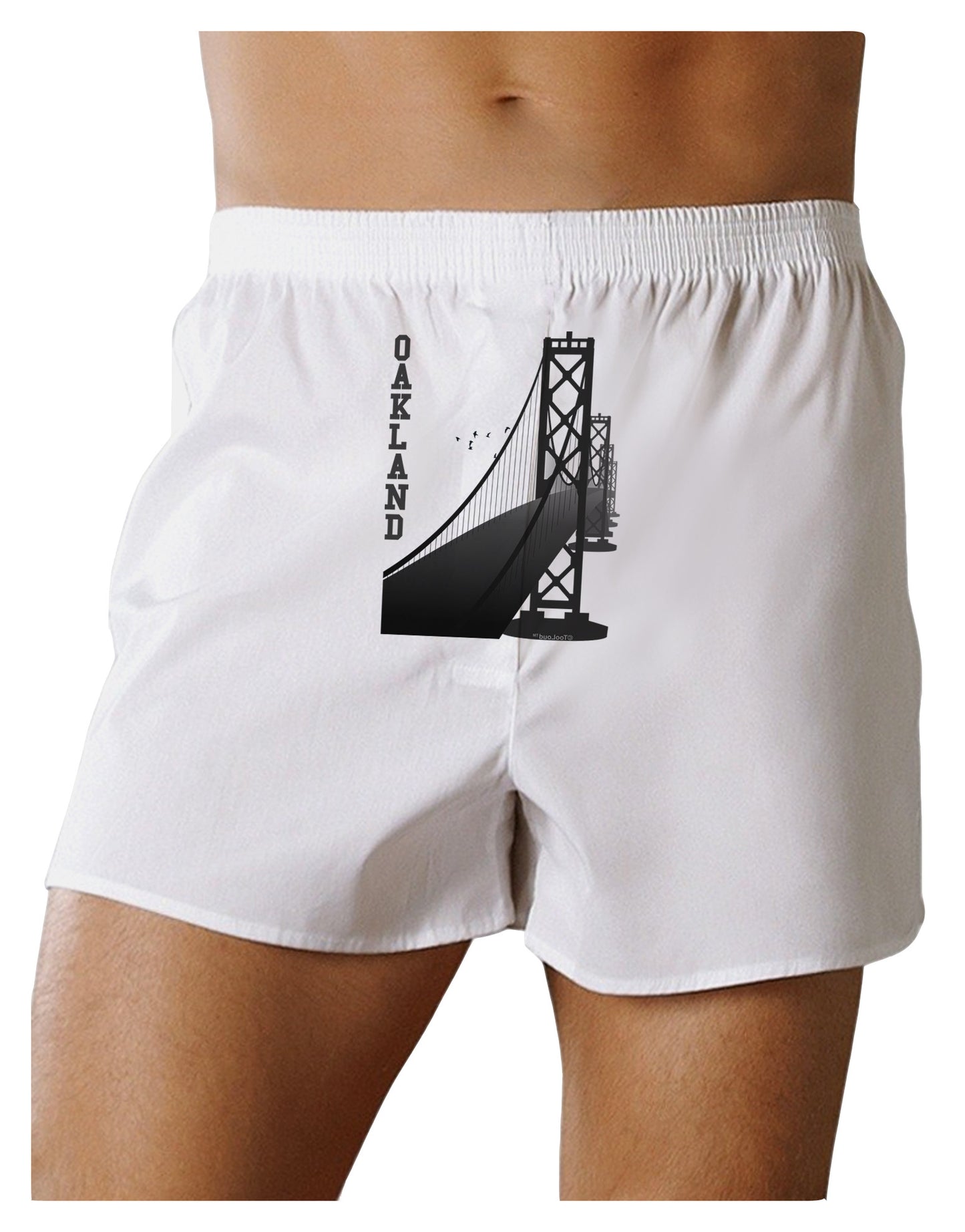 Oakland Text Bay Bridge Front Print Boxer Shorts-Boxer Shorts-TooLoud-White-Small-Davson Sales
