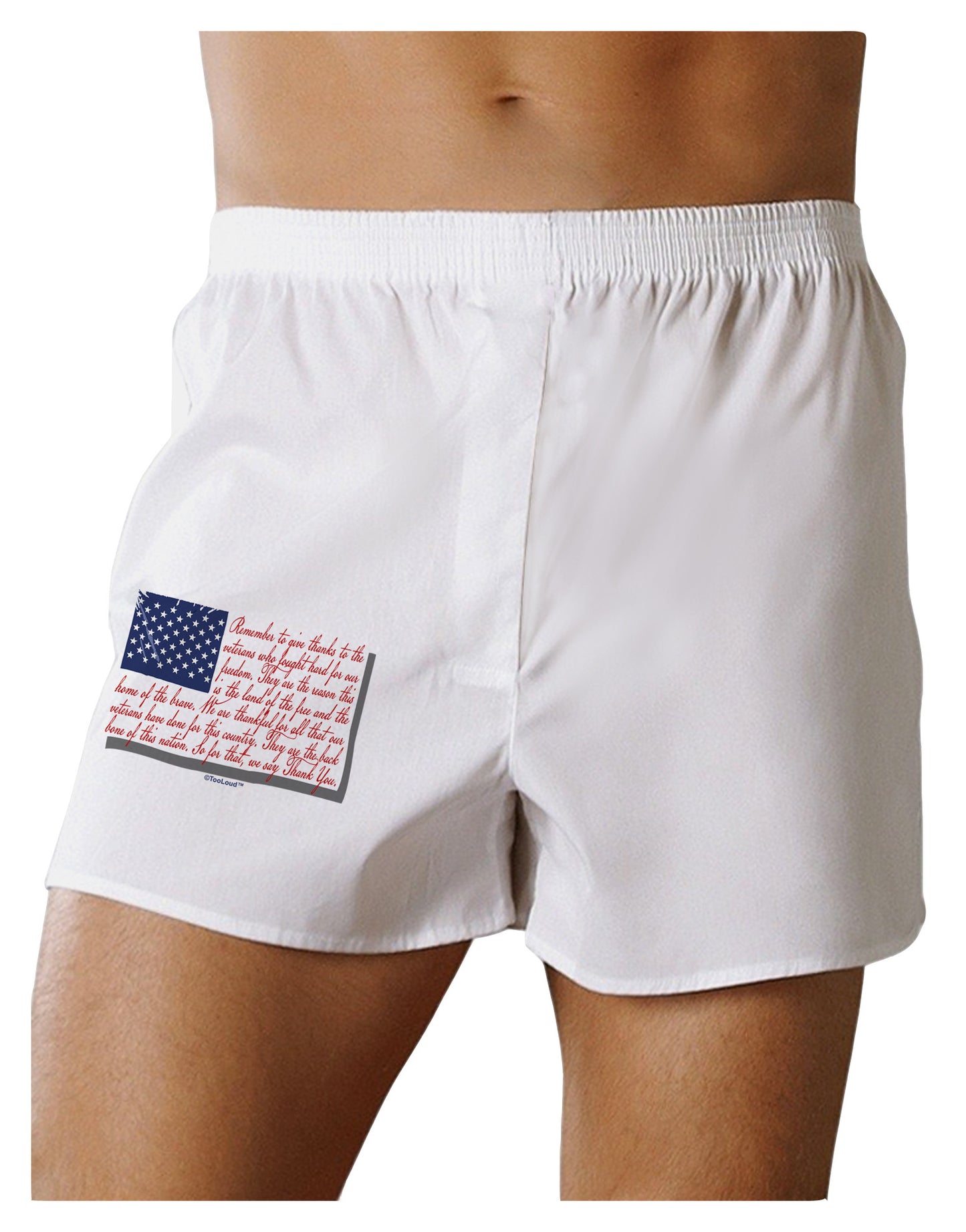 Veterans Scripted Flag Boxer Shorts-Boxer Shorts-TooLoud-White-Small-Davson Sales