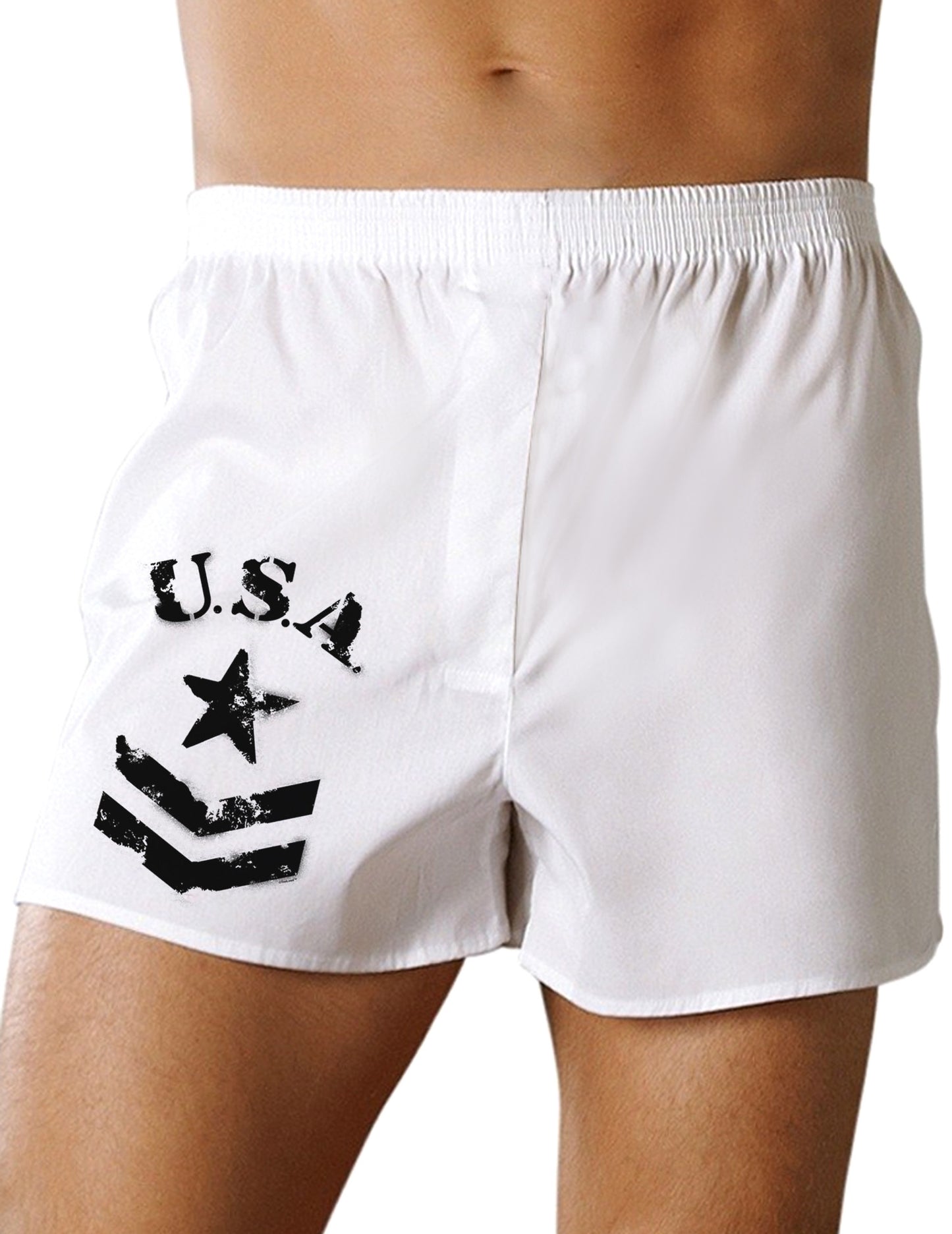 USA Military Star Stencil Logo Boxer Shorts-Boxer Shorts-TooLoud-White-Small-Davson Sales