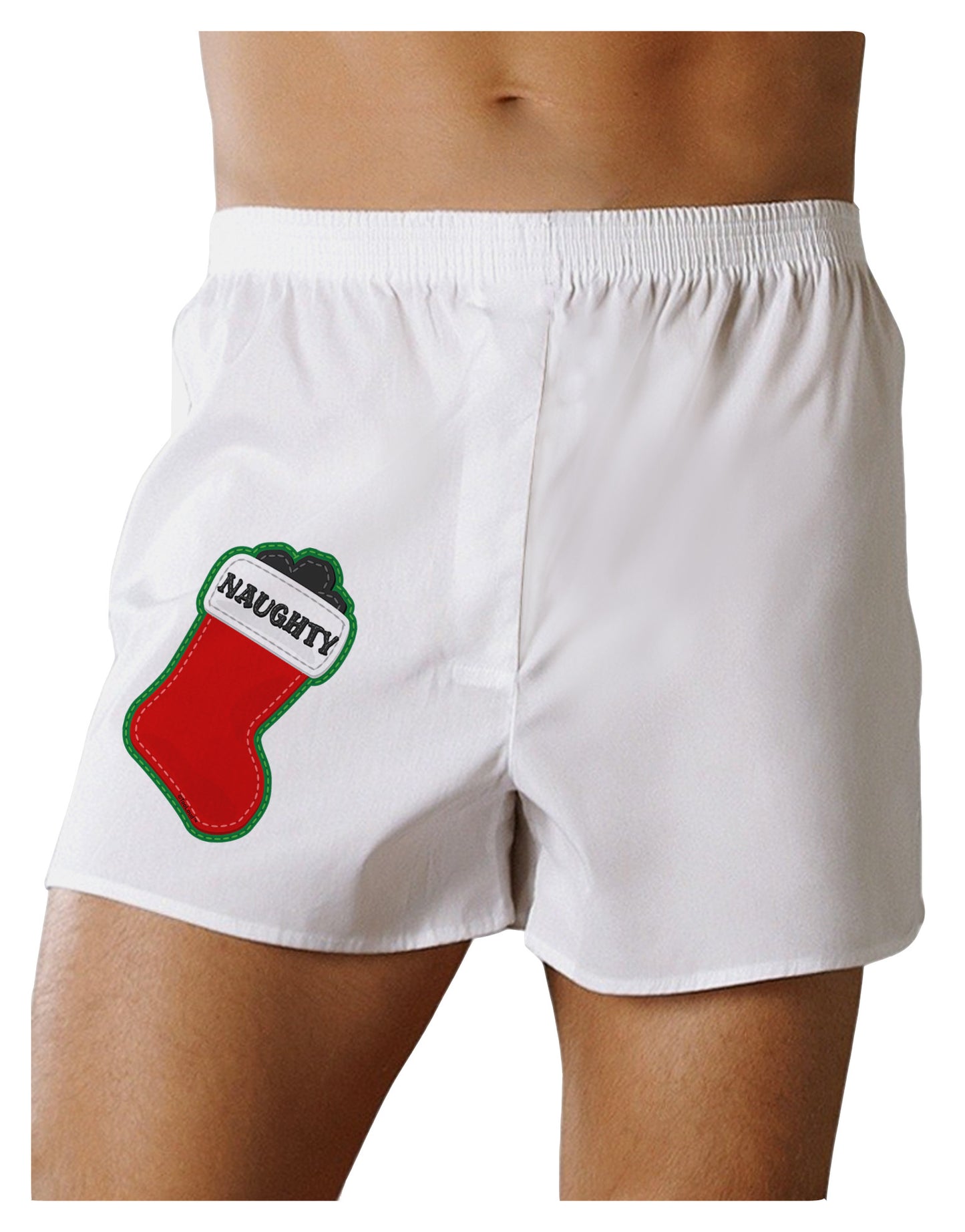 Naughty Coal Cute Christmas Stocking Boxer Shorts-Boxer Shorts-TooLoud-White-Small-Davson Sales
