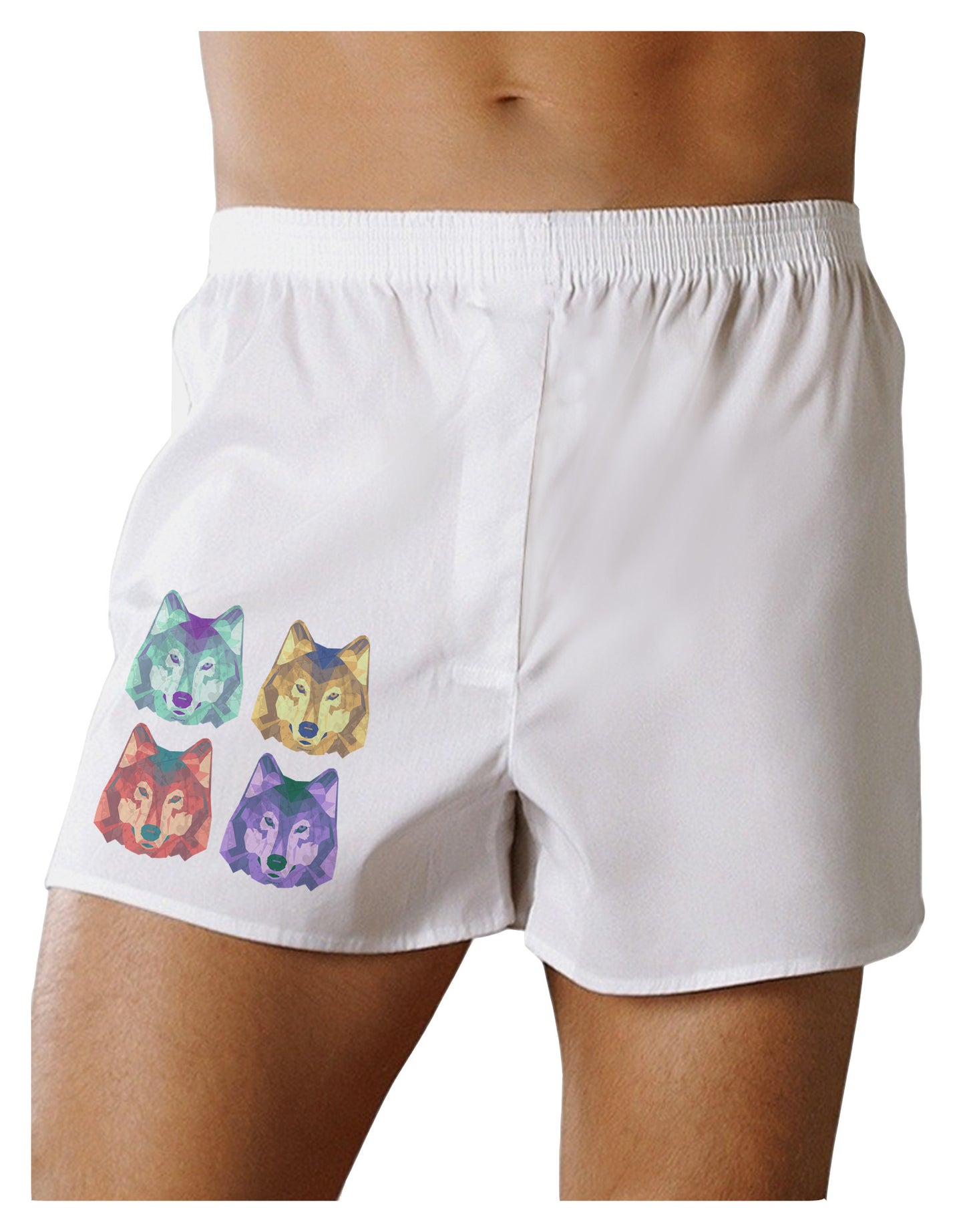 Geometric Wolf Head Pop Art Boxer Shorts-Boxer Shorts-TooLoud-White-Small-Davson Sales