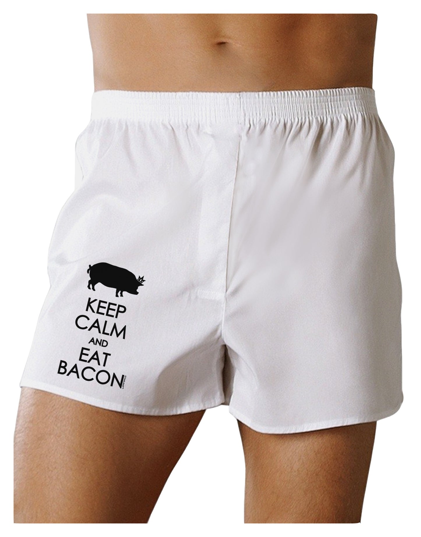 Keep Calm and Eat Bacon Boxer Shorts-Boxer Shorts-TooLoud-White-Small-Davson Sales