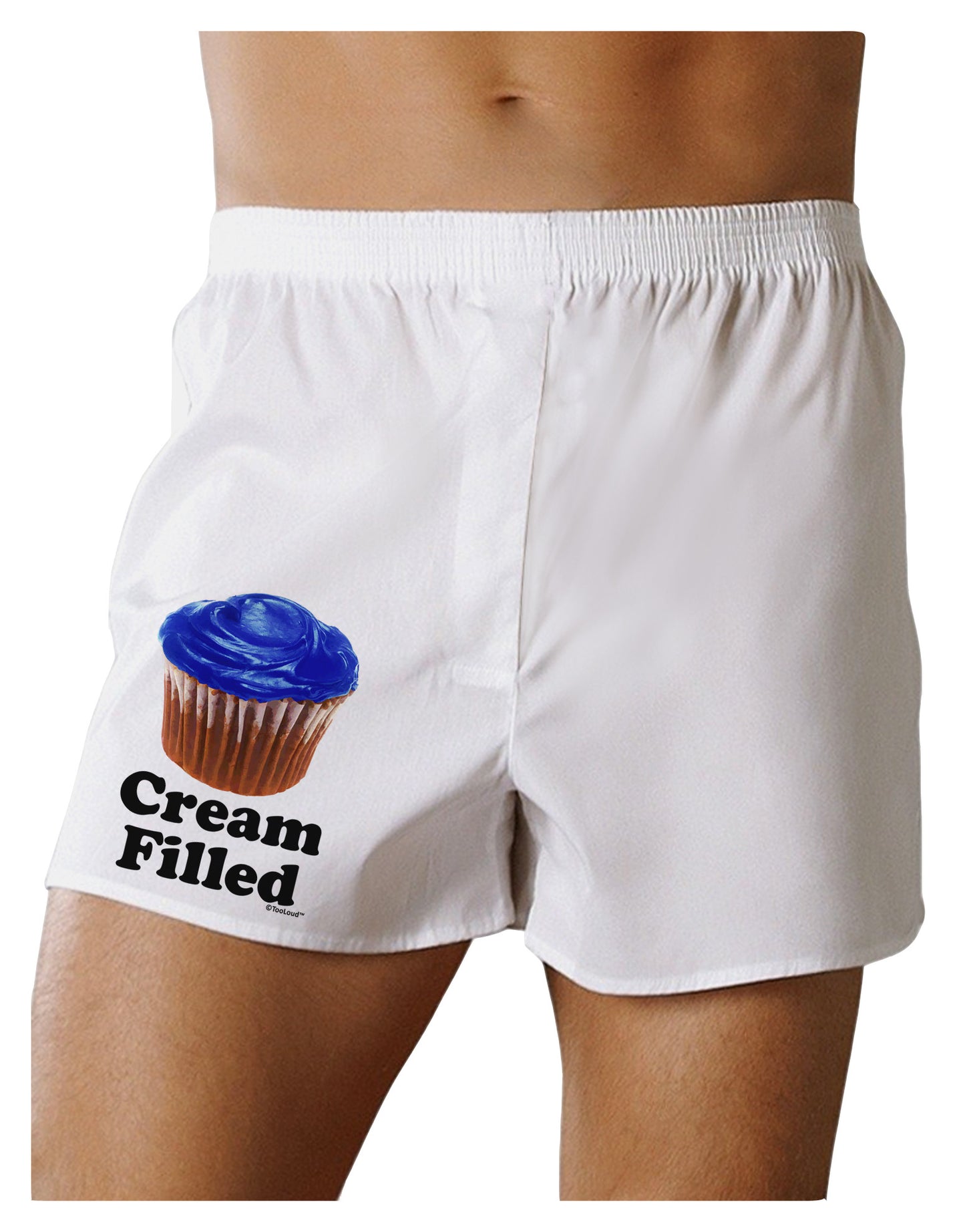 Cream Filled Blue Cupcake Design Boxer Shorts by TooLoud-Boxer Shorts-TooLoud-White-Small-Davson Sales