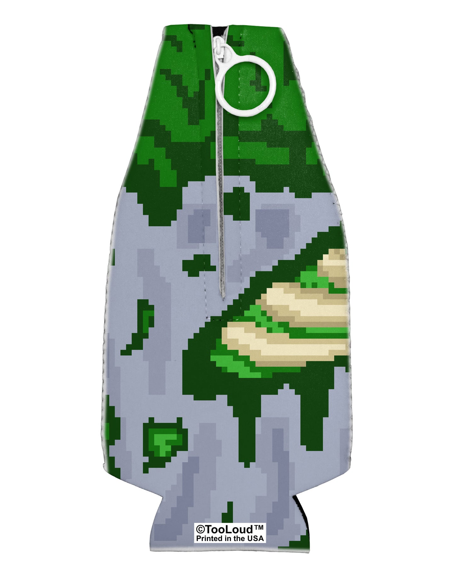 Pixel Zombie Costume Green Collapsible Neoprene Bottle Insulator All Over Print-Bottle Insulator-TooLoud-White-Davson Sales