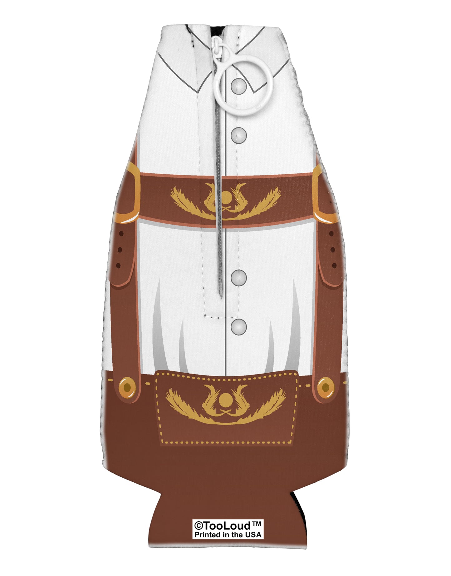 Lederhosen Costume Brown Collapsible Neoprene Bottle Insulator All Over Print by TooLoud-TooLoud-White-Davson Sales