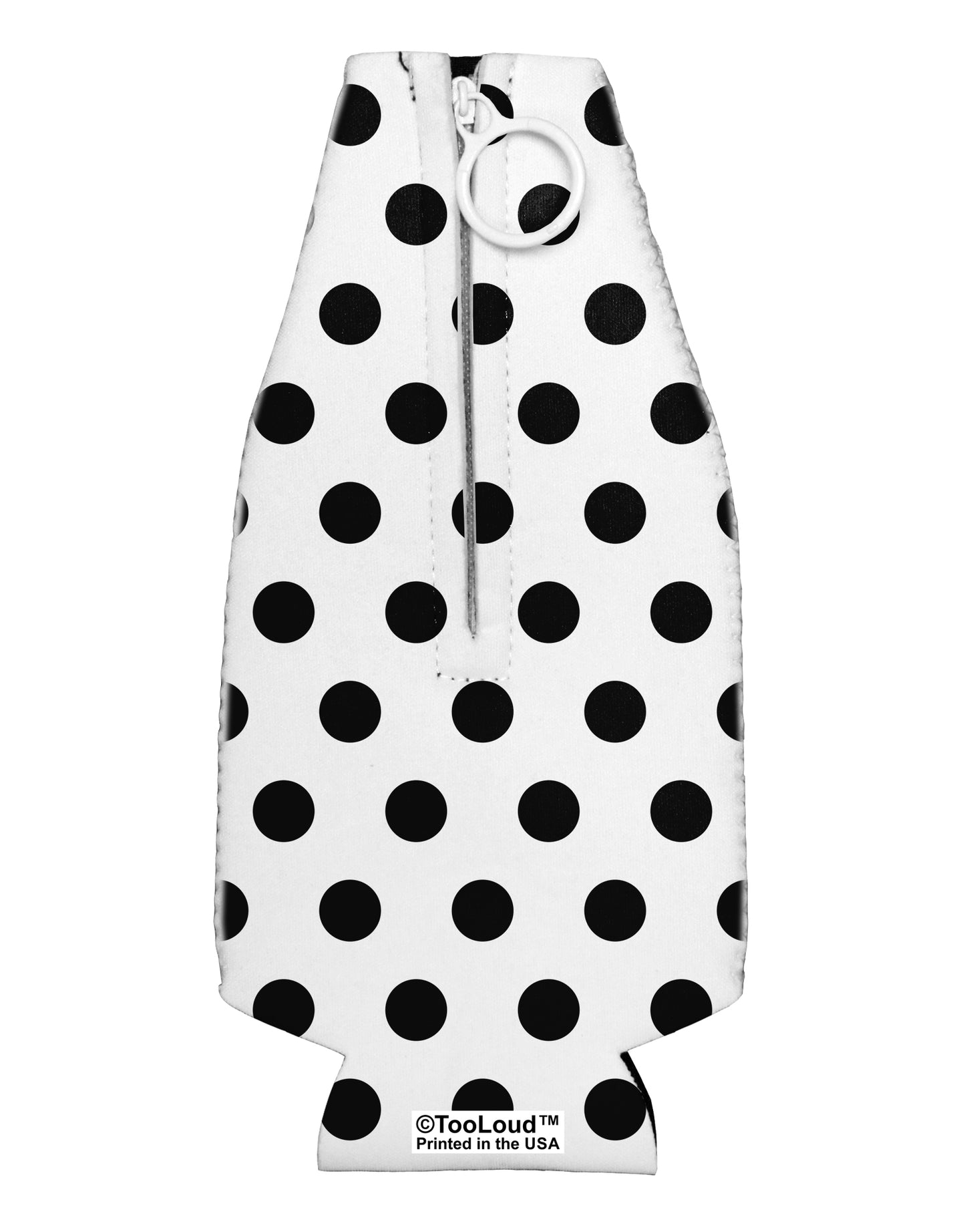Black Polka Dots on White Collapsible Neoprene Bottle Insulator All Over Print by TooLoud-TooLoud-White-Davson Sales