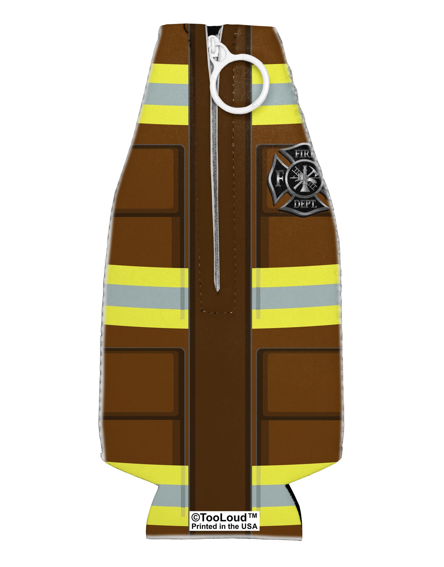 Firefighter Brown AOP Collapsible Neoprene Bottle Insulator All Over Print-Bottle Insulator-TooLoud-White-Davson Sales