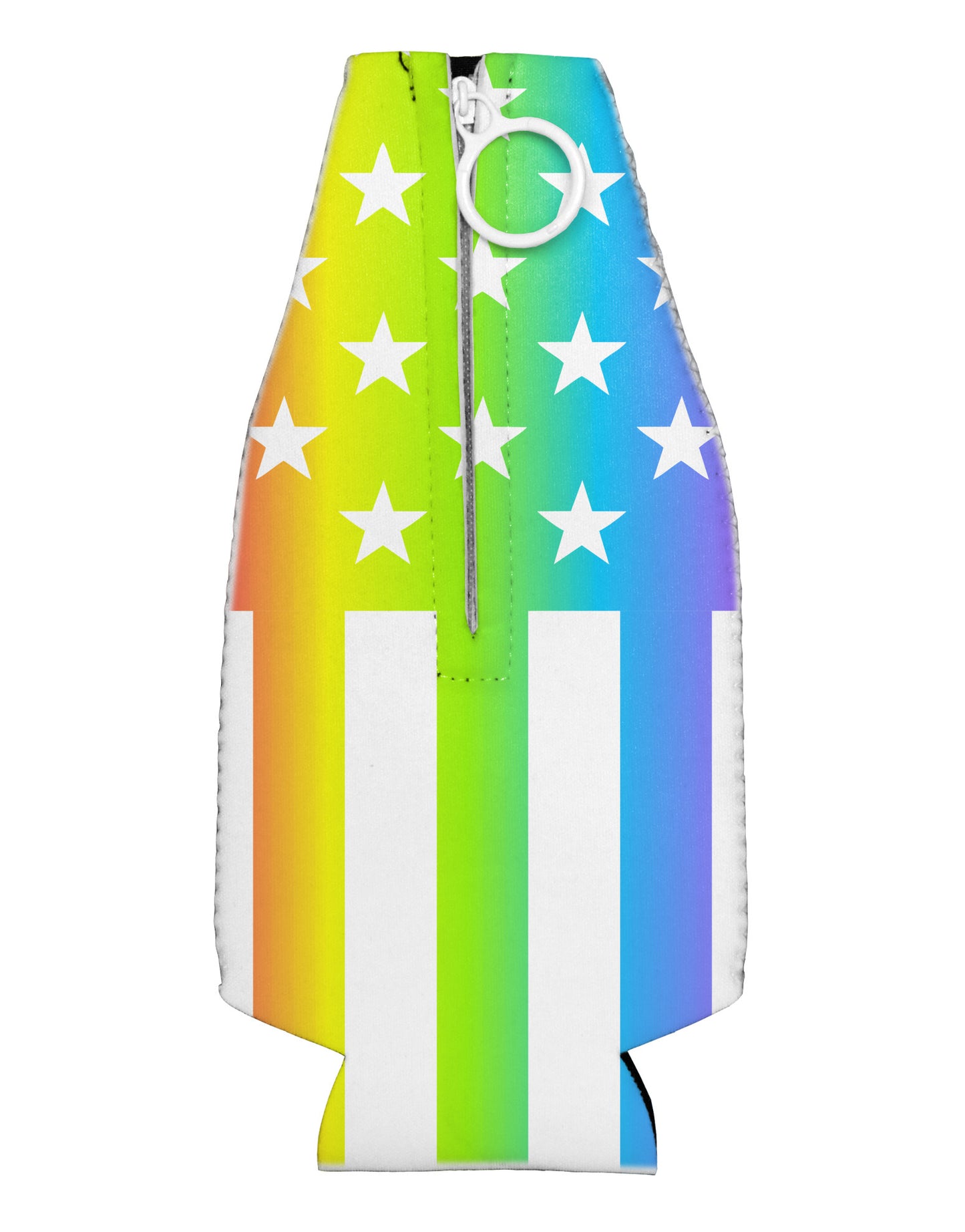 American Pride - Rainbow Stars and Stripes Collapsible Neoprene Bottle Insulator All Over Print-Bottle Insulator-TooLoud-White-Davson Sales