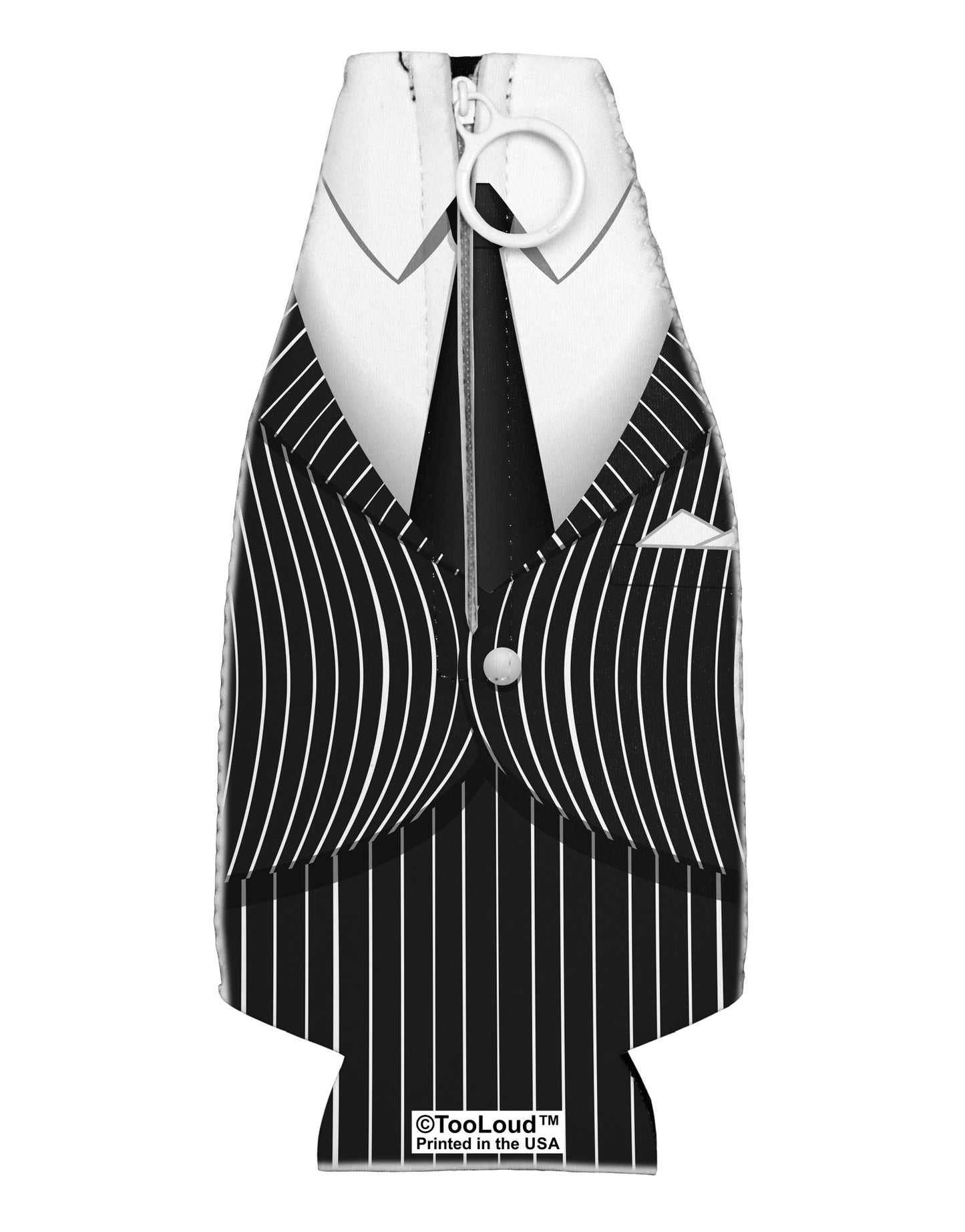 Pinstripe Gangster Jacket Printed Costume Collapsible Neoprene Bottle Insulator All Over Print-Bottle Insulator-TooLoud-White-Davson Sales