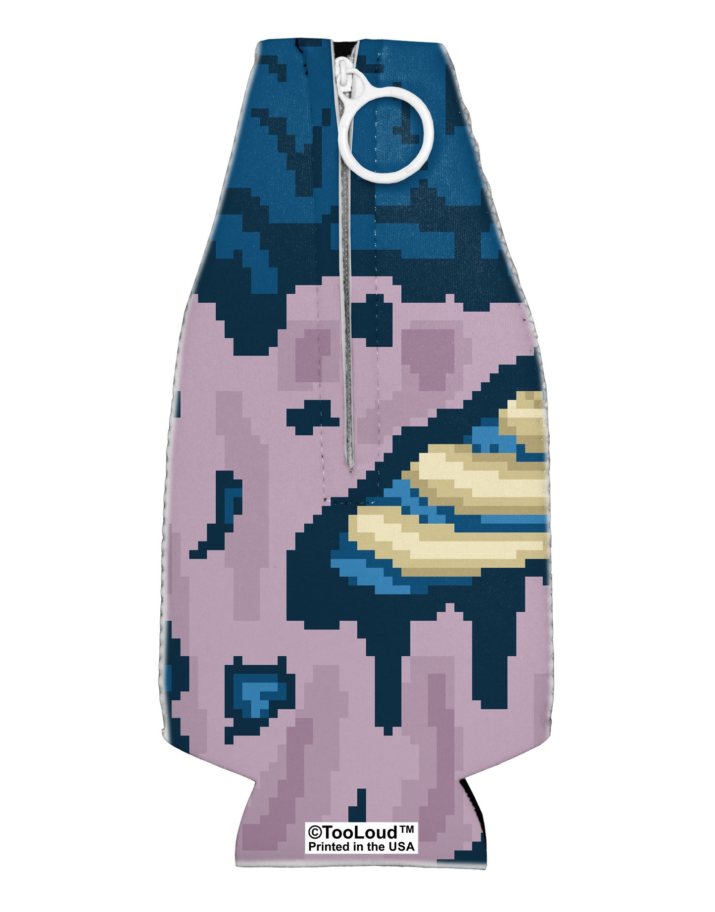 Pixel Zombie Costume Blue Collapsible Neoprene Bottle Insulator All Over Print-Bottle Insulator-TooLoud-White-Davson Sales