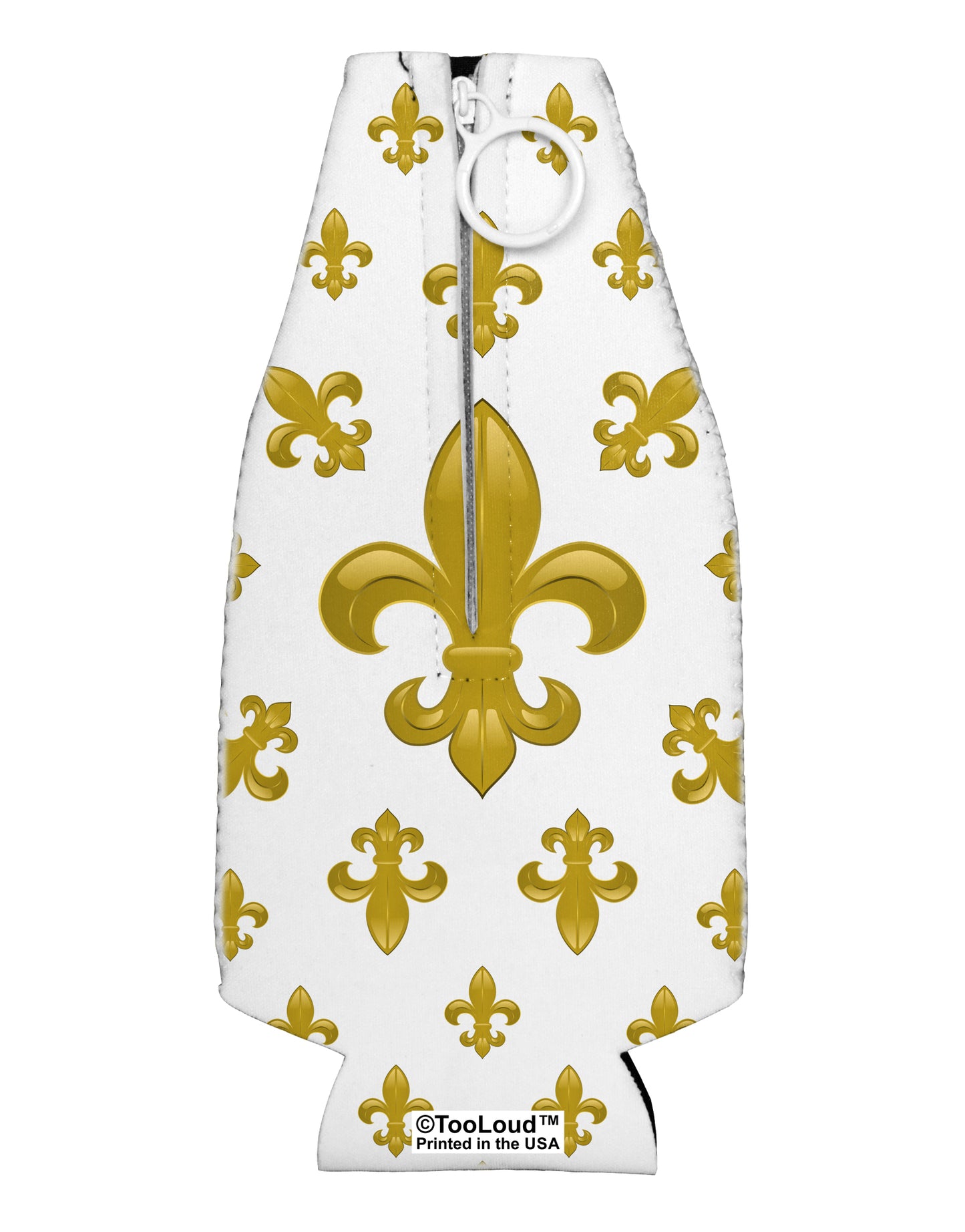 Gold Fleur De Lis AOP Collapsible Neoprene Bottle Insulator All Over Print by TooLoud-TooLoud-White-Davson Sales