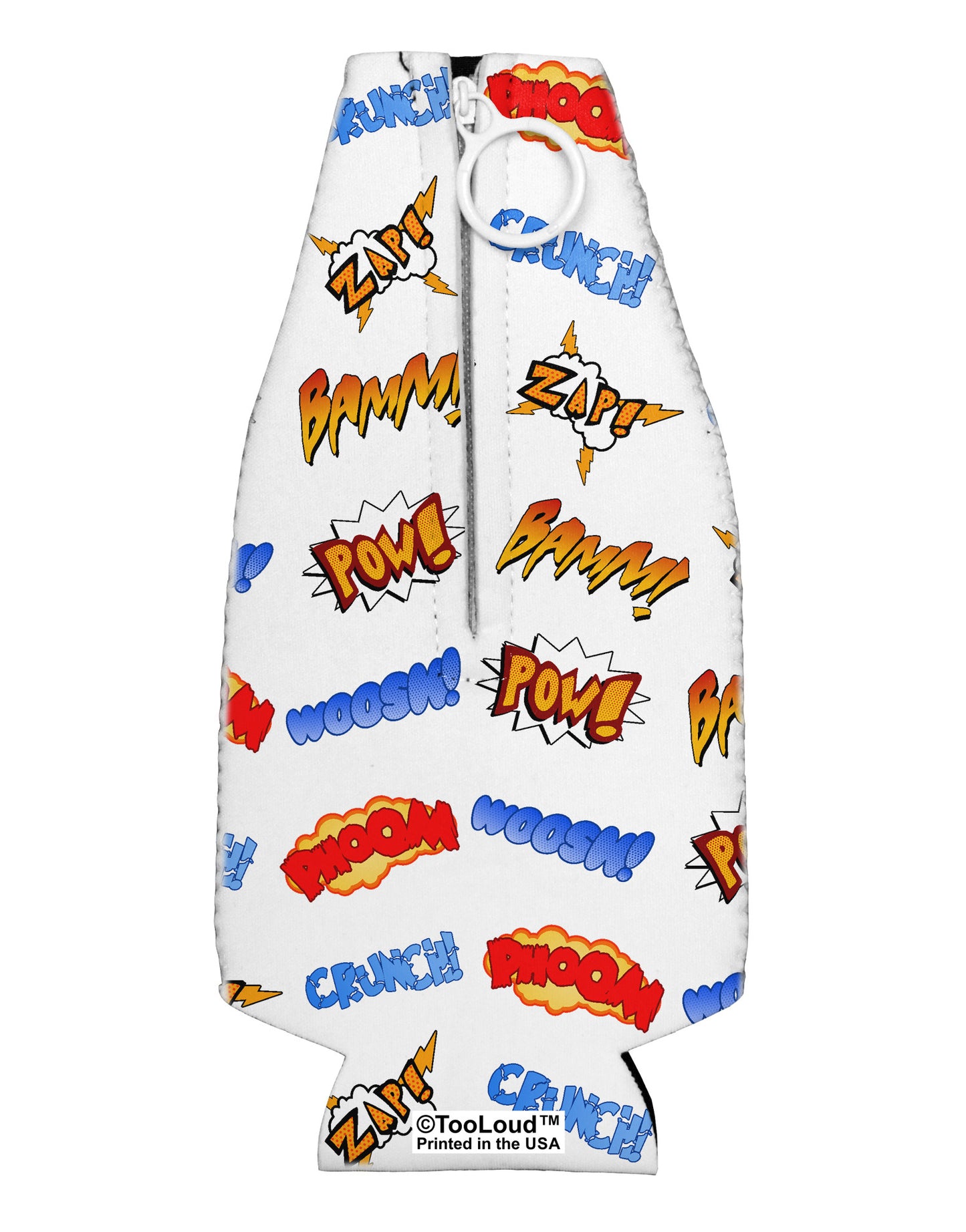 Onomatopoeia All Over Print Collapsible Neoprene Bottle Insulator All Over Print-Bottle Insulator-TooLoud-White-Davson Sales