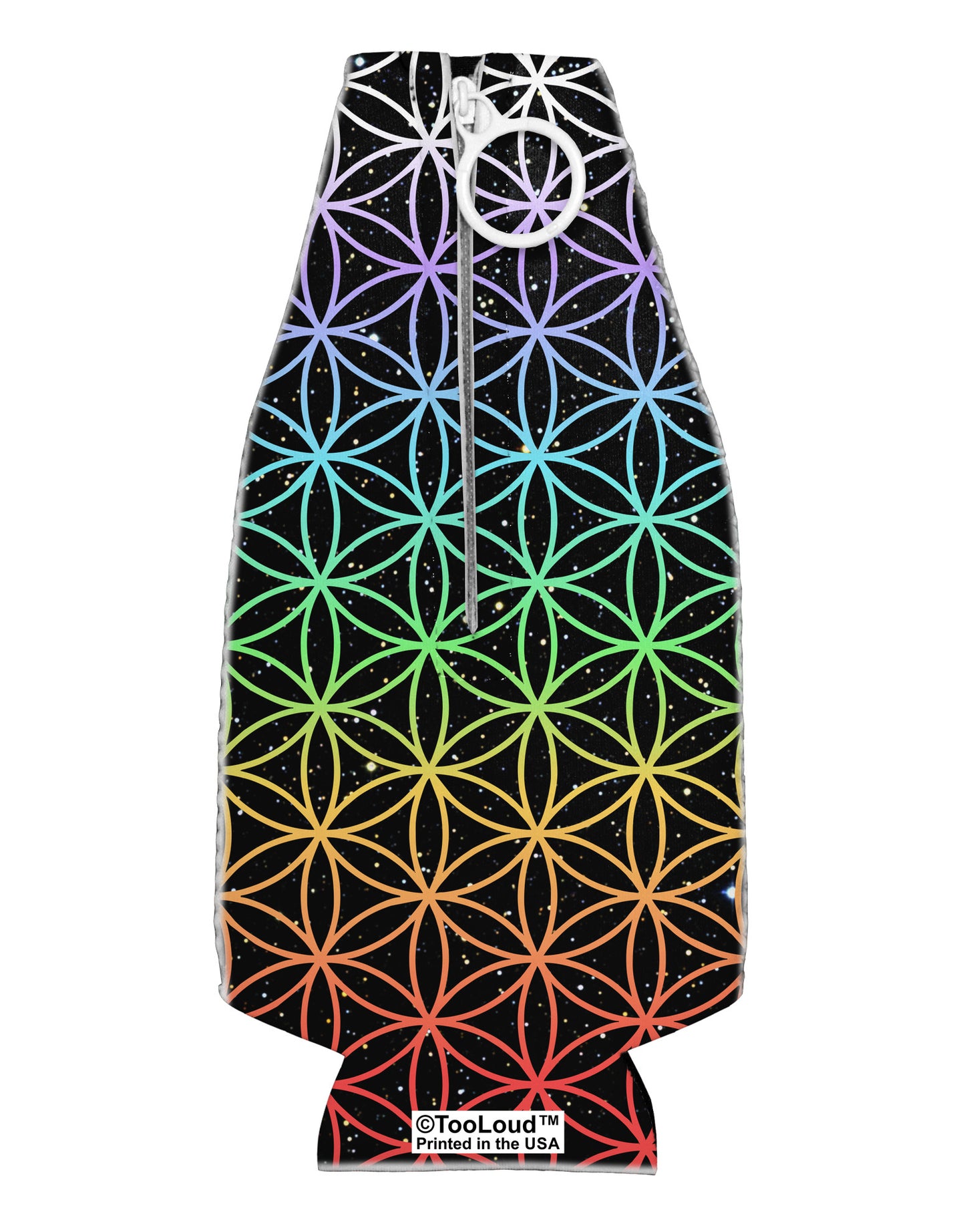 Chakra Colors Flower of Life Collapsible Neoprene Bottle Insulator All Over Print-Bottle Insulator-TooLoud-White-Davson Sales