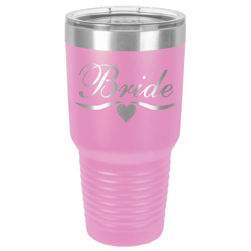 Bride Pink Engraved Ringneck Vacuum Insulated 30 oz tumbler with Clear Lid-Thermal Tumbler-Davson Sales-Davson Sales