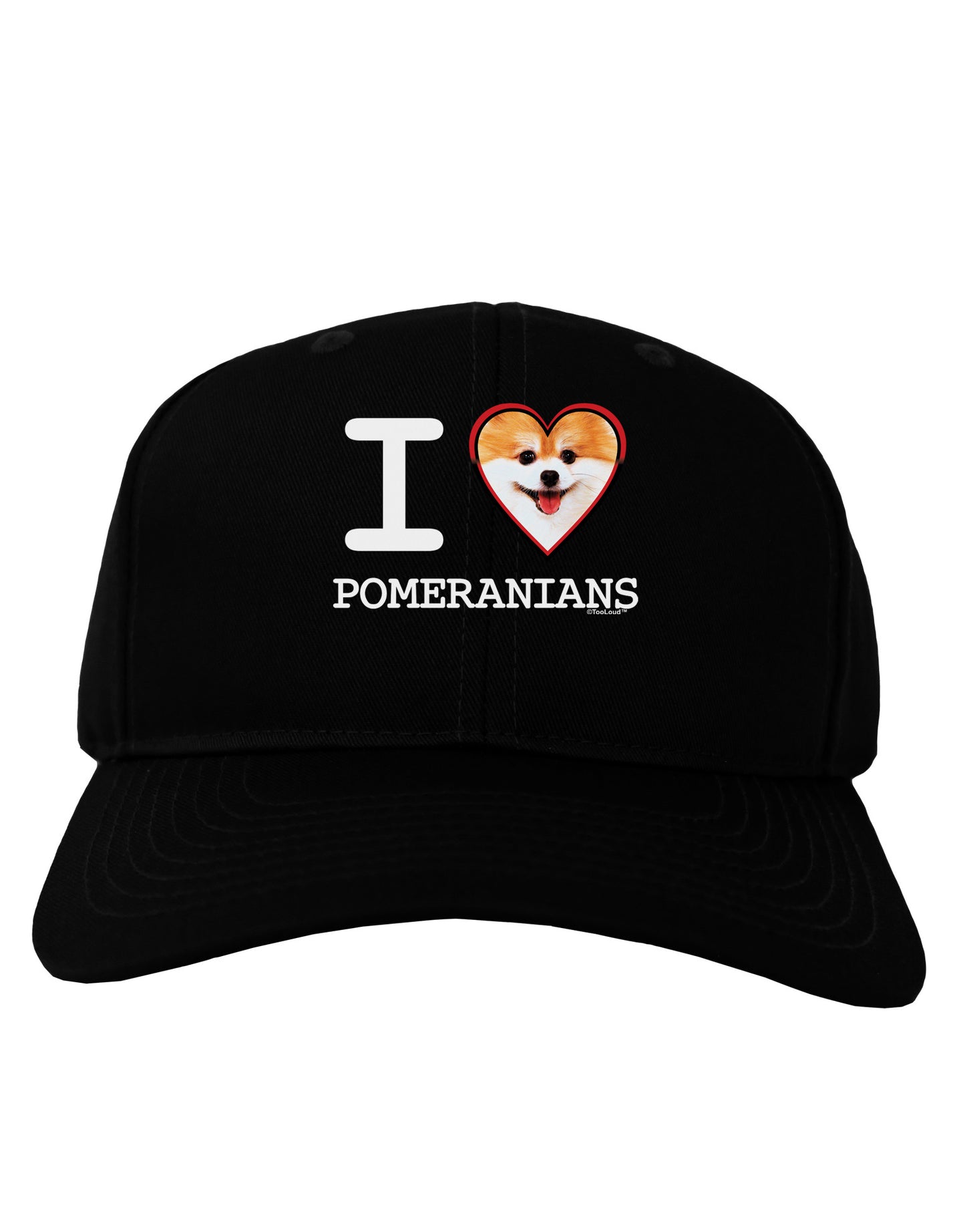 I Love Heart Pomeranians Adult Dark Baseball Cap Hat-Baseball Cap-TooLoud-Black-One Size-Davson Sales