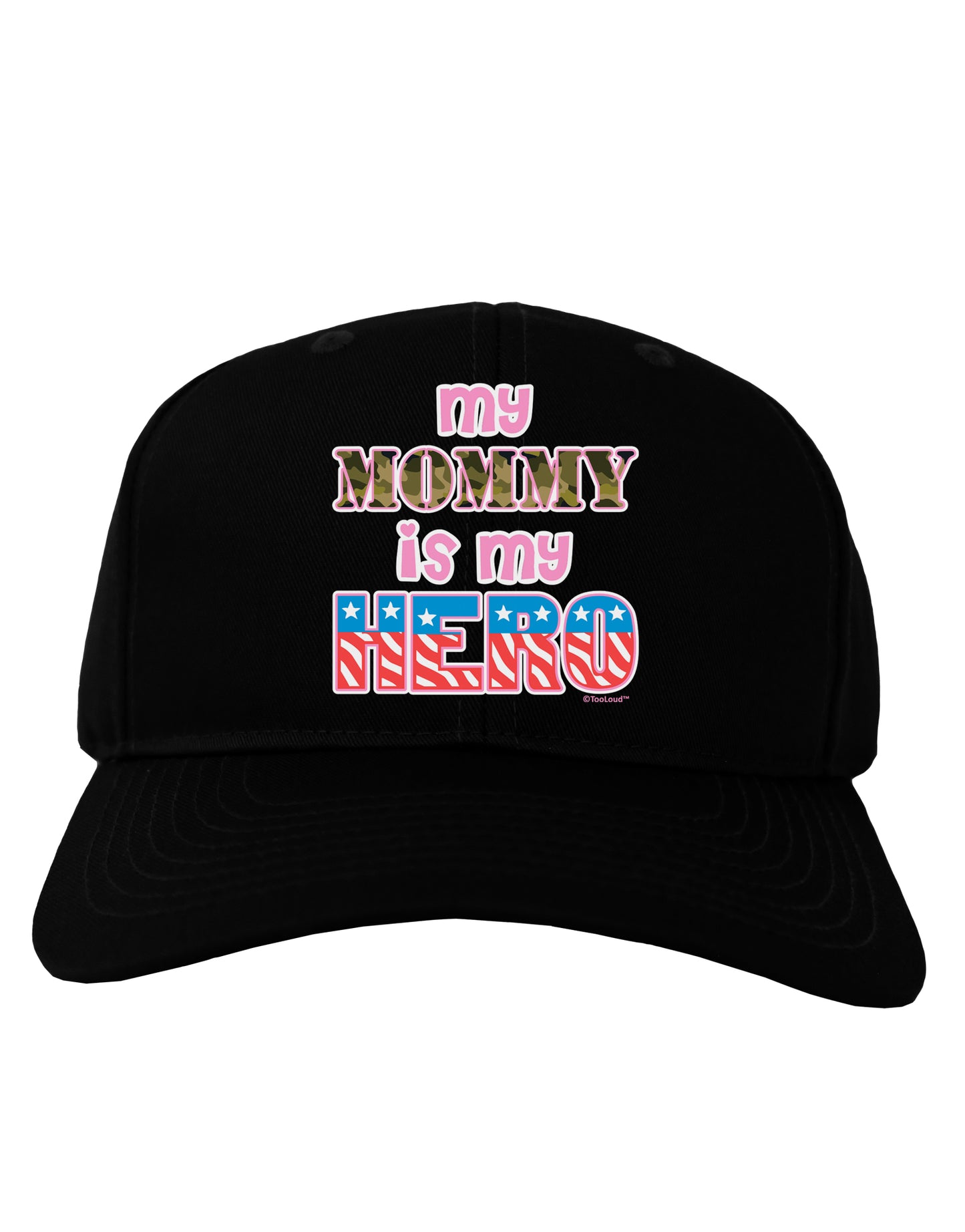 My Mommy is My Hero - Armed Forces - Pink Adult Dark Baseball Cap Hat by TooLoud-Baseball Cap-TooLoud-Black-One Size-Davson Sales