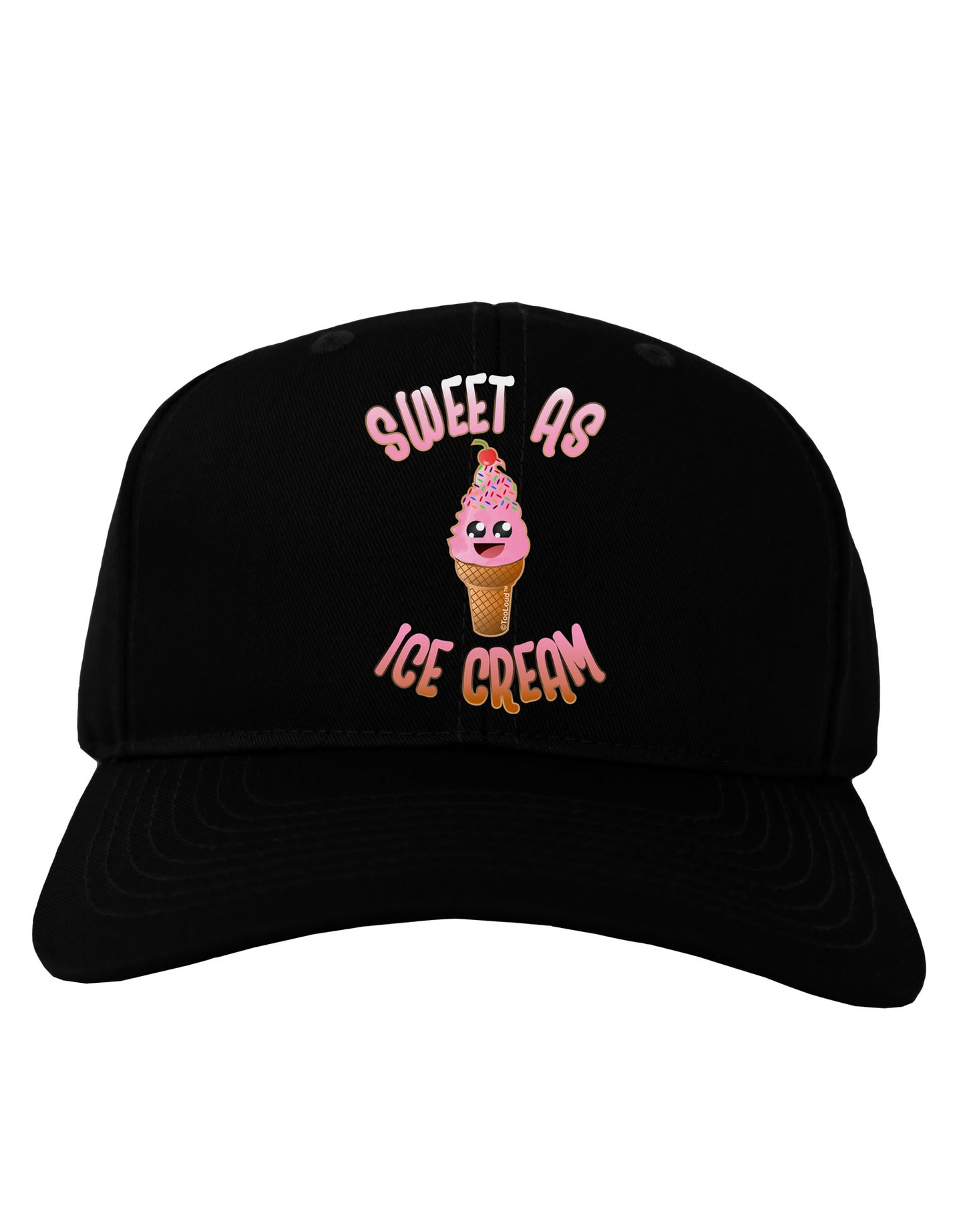 Cute Ice Cream Cone - Sweet As Ice Cream Adult Dark Baseball Cap Hat-Baseball Cap-TooLoud-Black-One Size-Davson Sales