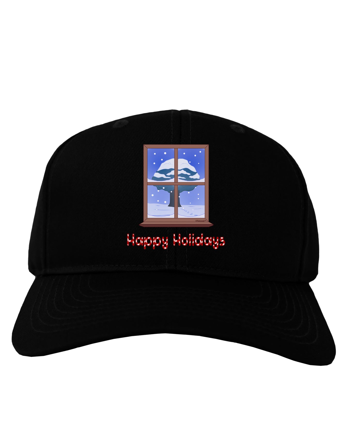 Frosty Window - Happy Holidays Adult Dark Baseball Cap Hat-Baseball Cap-TooLoud-Black-One Size-Davson Sales