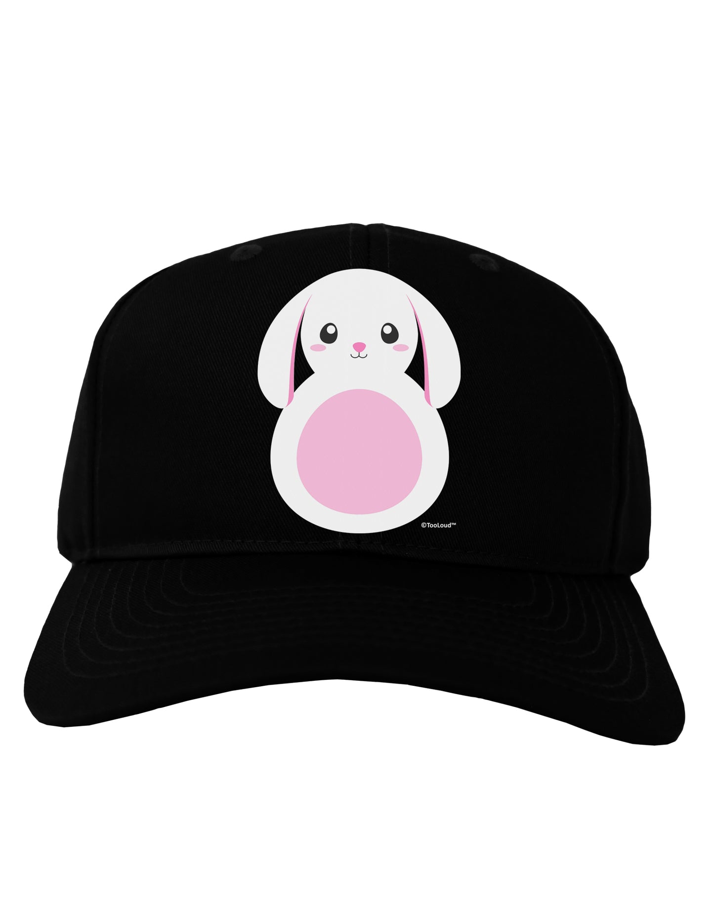 Cute Bunny with Floppy Ears - Pink Adult Dark Baseball Cap Hat by TooLoud-Baseball Cap-TooLoud-Black-One Size-Davson Sales