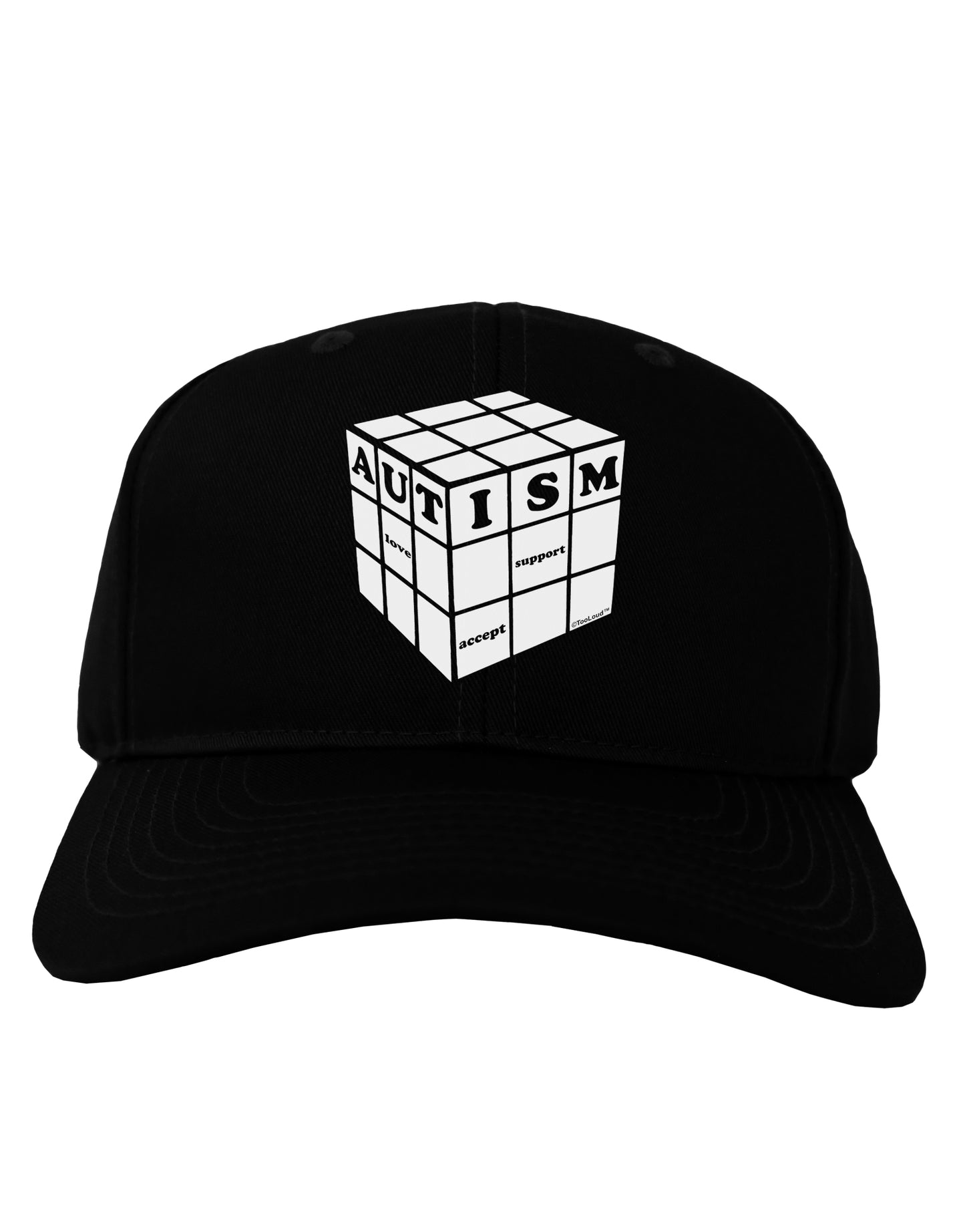 Autism Awareness - Cube B & W Adult Dark Baseball Cap Hat-Baseball Cap-TooLoud-Black-One Size-Davson Sales