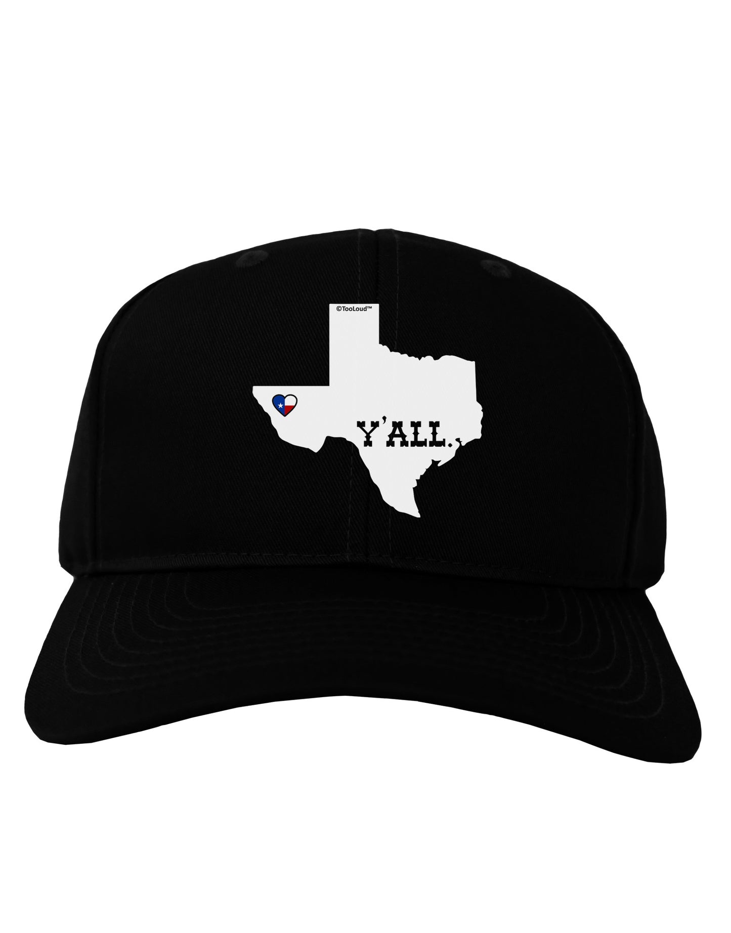 Texas State Y'all Design with Flag Heart Adult Dark Baseball Cap Hat by TooLoud-Baseball Cap-TooLoud-Black-One Size-Davson Sales