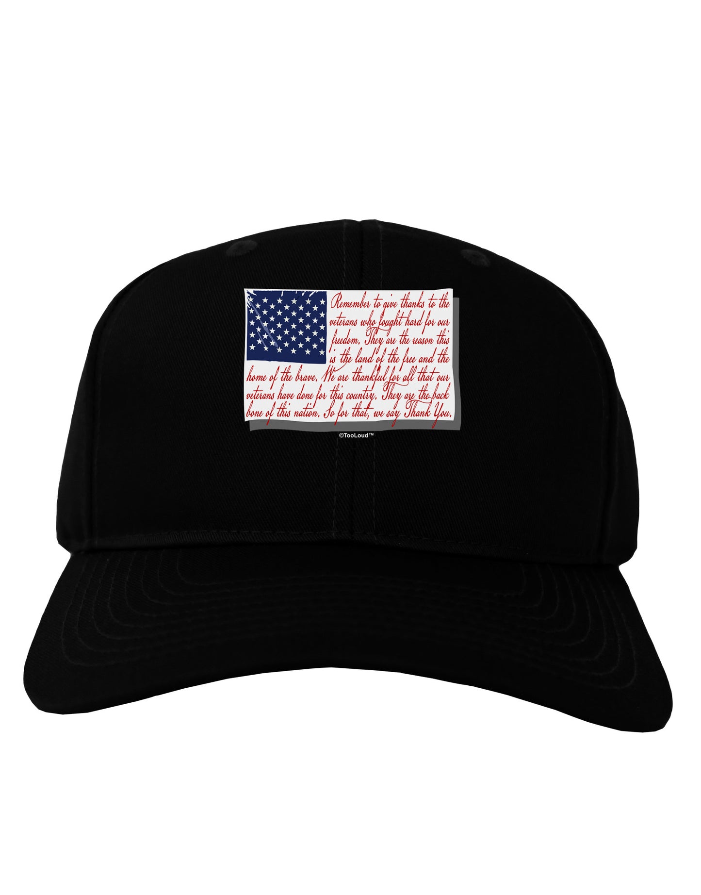 Veterans Scripted Flag Adult Dark Baseball Cap Hat-Baseball Cap-TooLoud-Black-One Size-Davson Sales