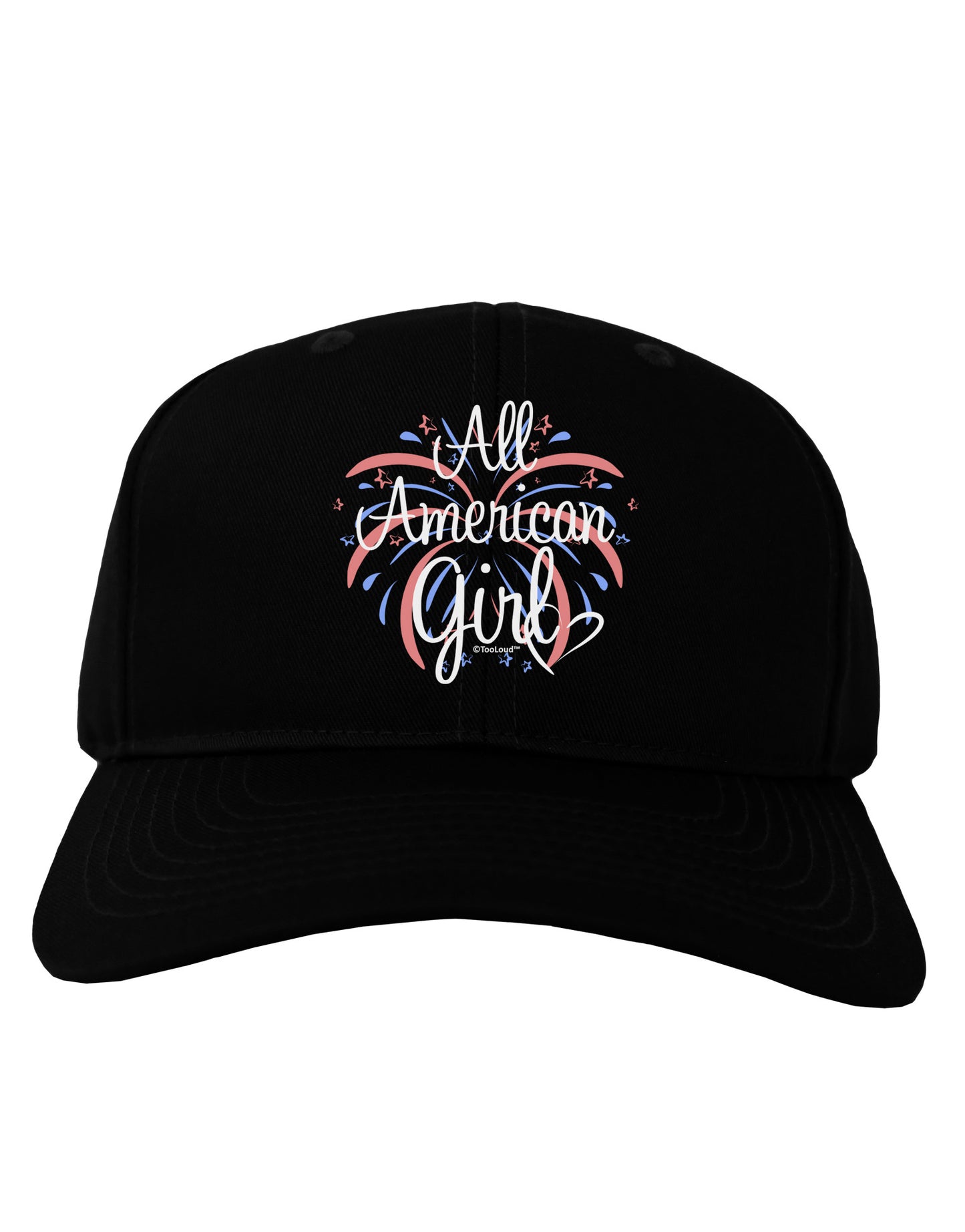 All American Girl - Fireworks and Heart Adult Dark Baseball Cap Hat by TooLoud-Baseball Cap-TooLoud-Black-One Size-Davson Sales