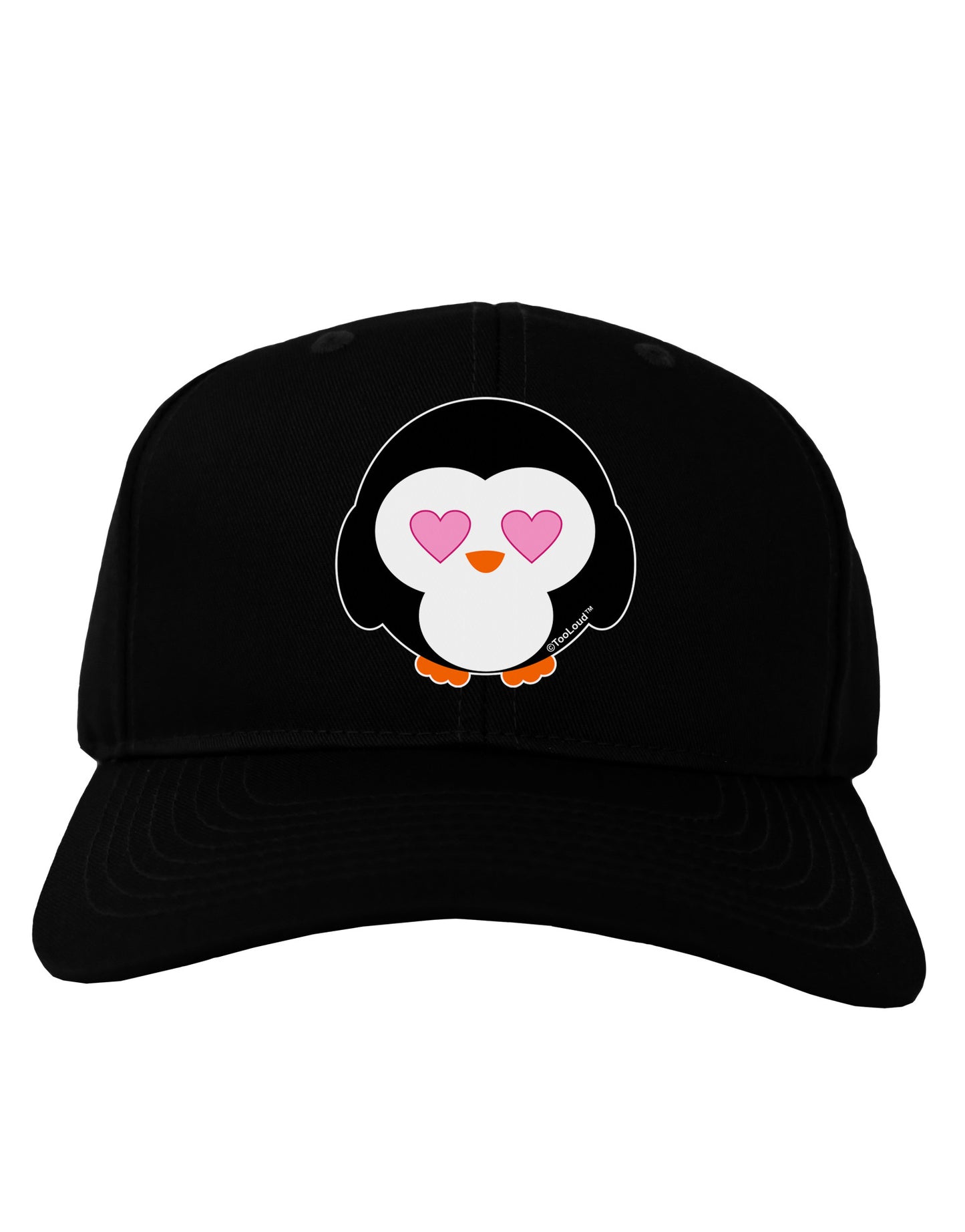 Cute Penguin - Heart Eyes Adult Dark Baseball Cap Hat by TooLoud-Baseball Cap-TooLoud-Black-One Size-Davson Sales