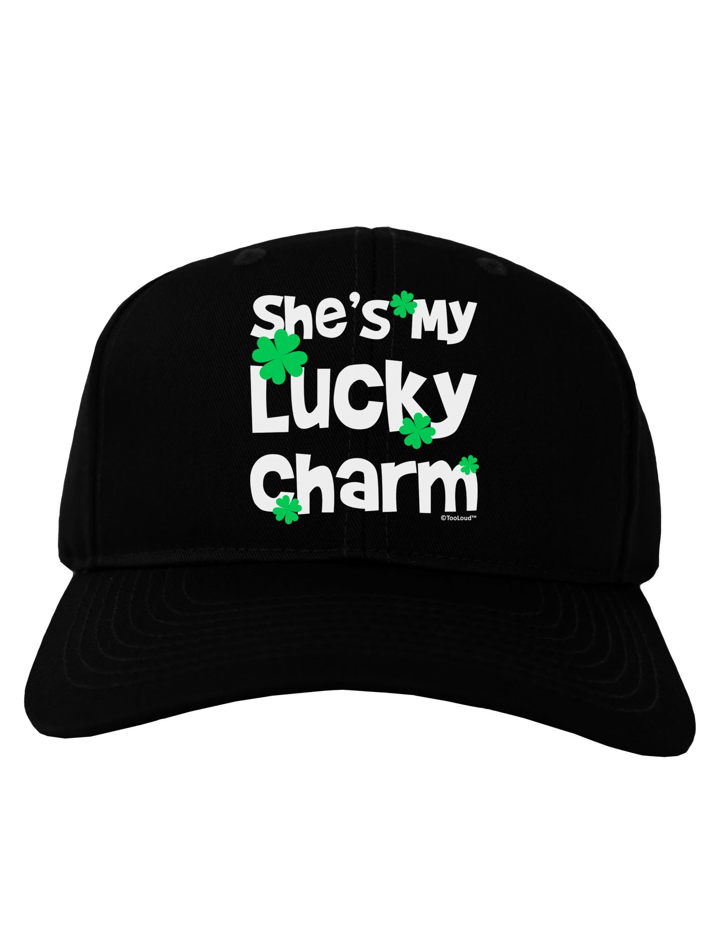 She's My Lucky Charm - Matching Couples Design Adult Dark Baseball Cap Hat by TooLoud-Baseball Cap-TooLoud-Black-One Size-Davson Sales