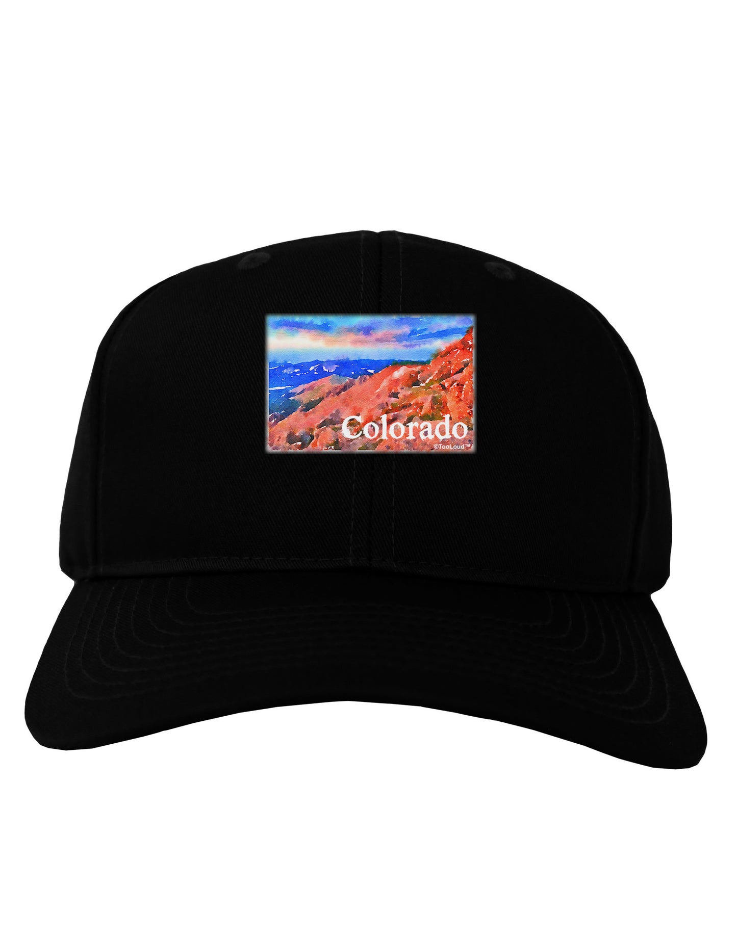 Colorado Mtn Sunset Soaked WaterColor Adult Dark Baseball Cap Hat-Baseball Cap-TooLoud-Black-One Size-Davson Sales