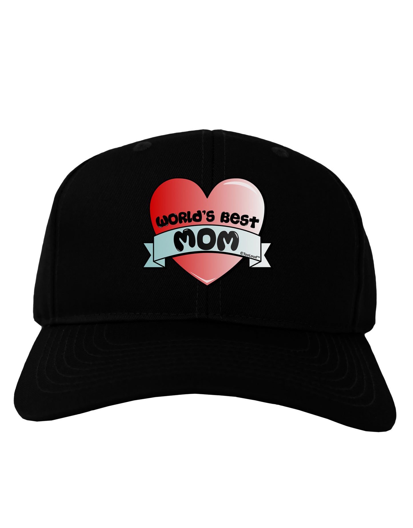 World's Best Mom - Heart Banner Design Adult Dark Baseball Cap Hat by TooLoud-Baseball Cap-TooLoud-Black-One Size-Davson Sales